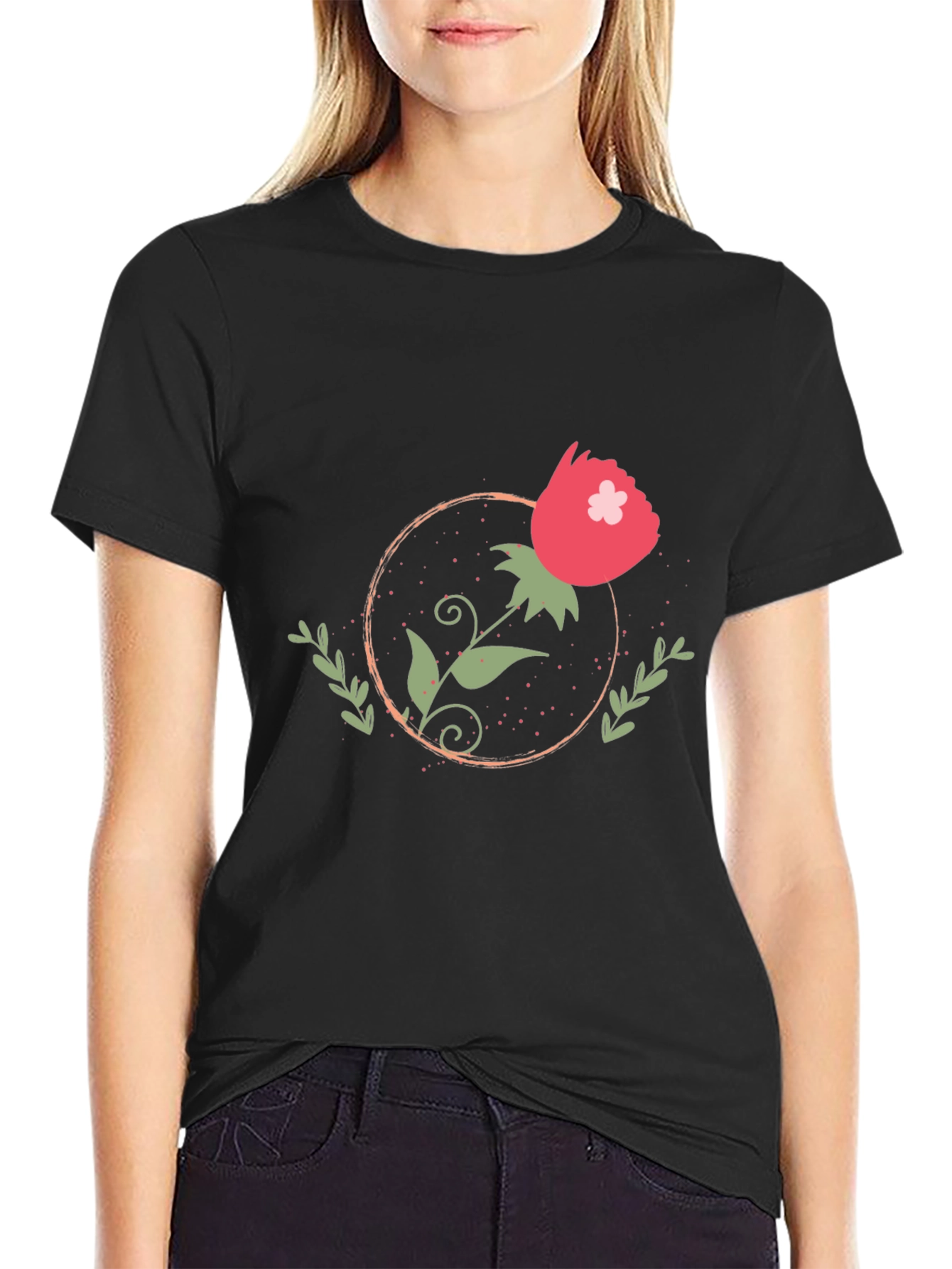 Floral Graphic Black T-Shirt