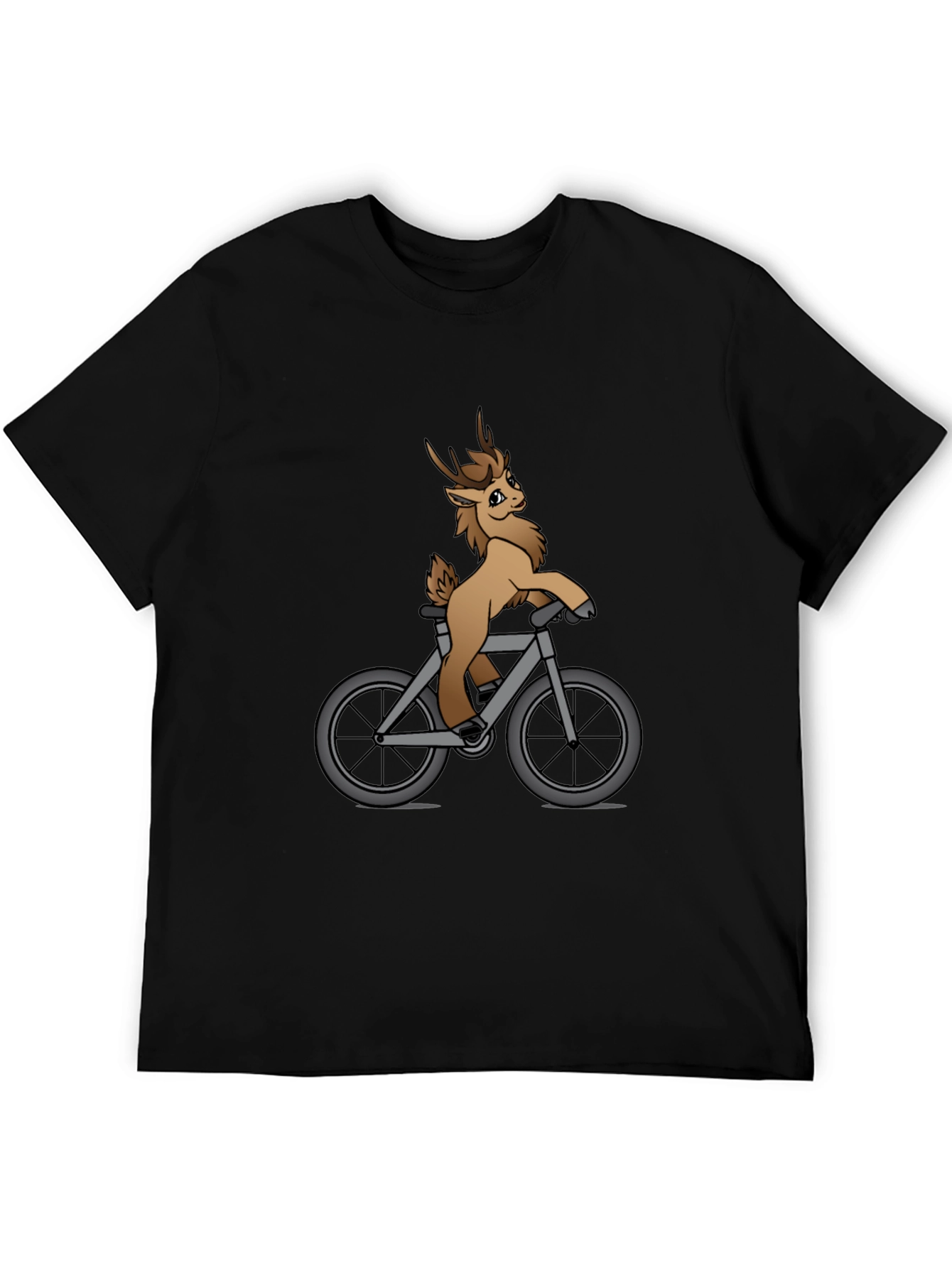 Deer on Bike Graphic Tee - Fun Novelty Shirt