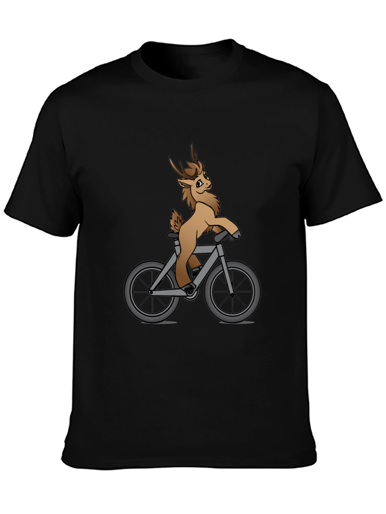 Deer on Bike Graphic Tee - Fun Novelty Shirt