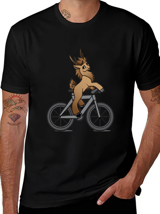 Deer on Bike Graphic Tee - Fun Novelty Shirt
