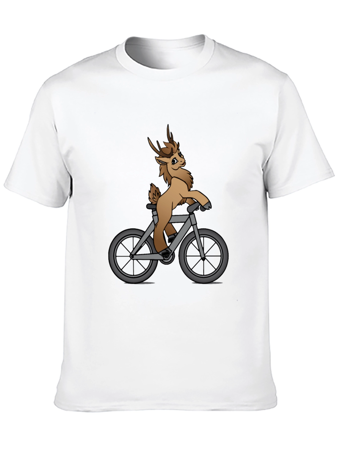 Deer on Bike Graphic Tee - Fun Novelty Shirt