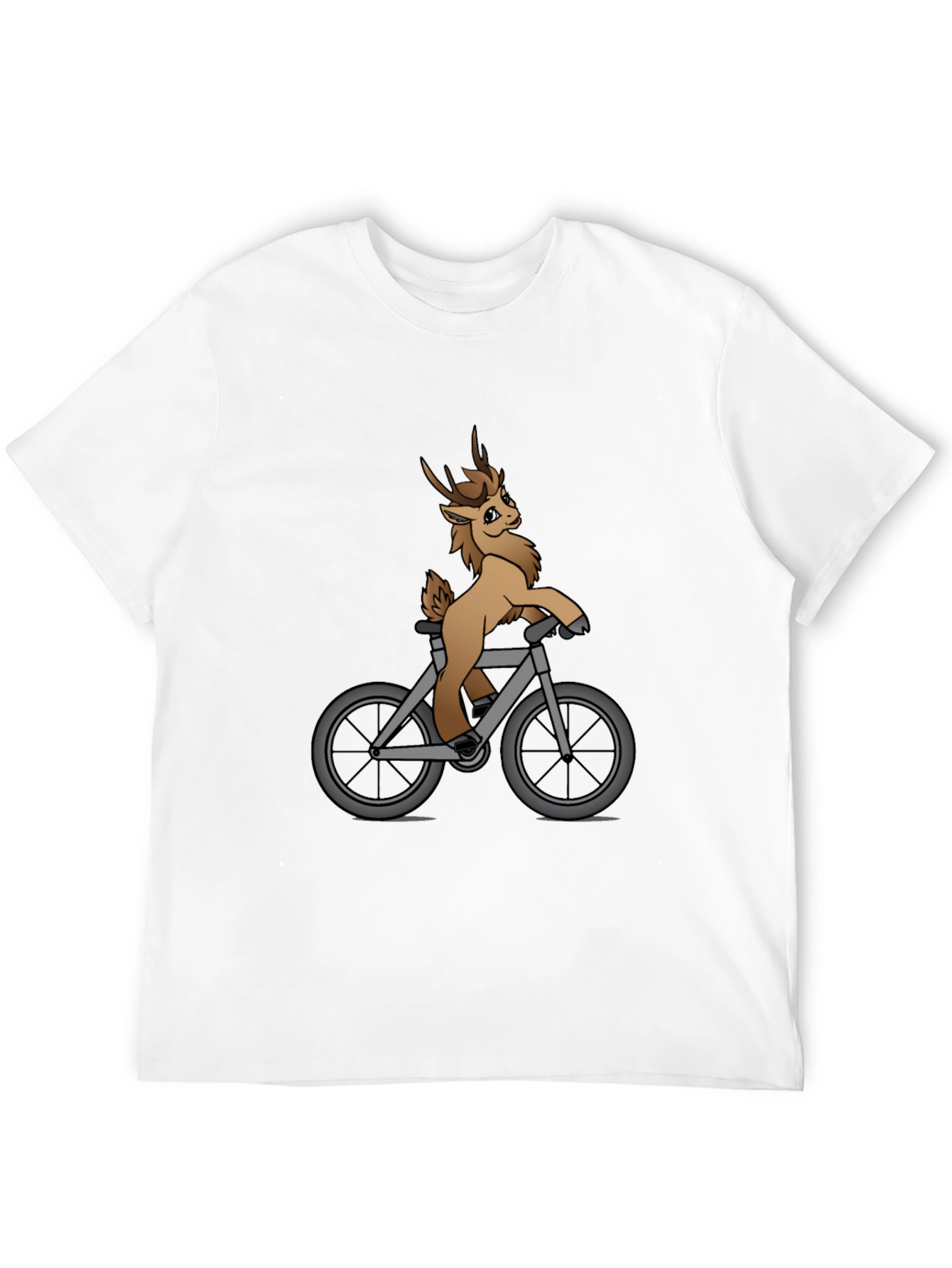 Deer on Bike Graphic Tee - Fun Novelty Shirt