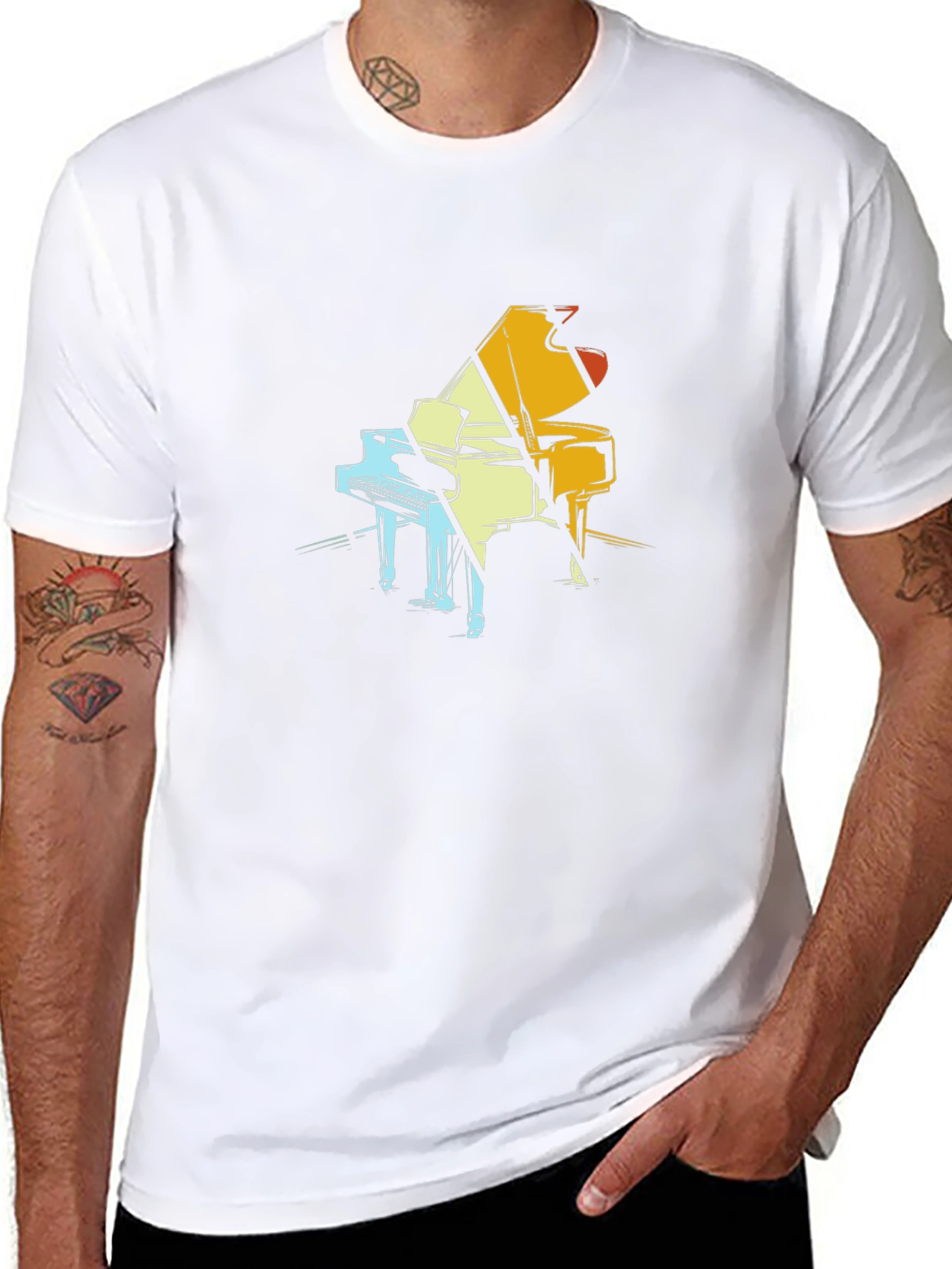 Piano Graphic Tee - Cool Musician T-Shirt