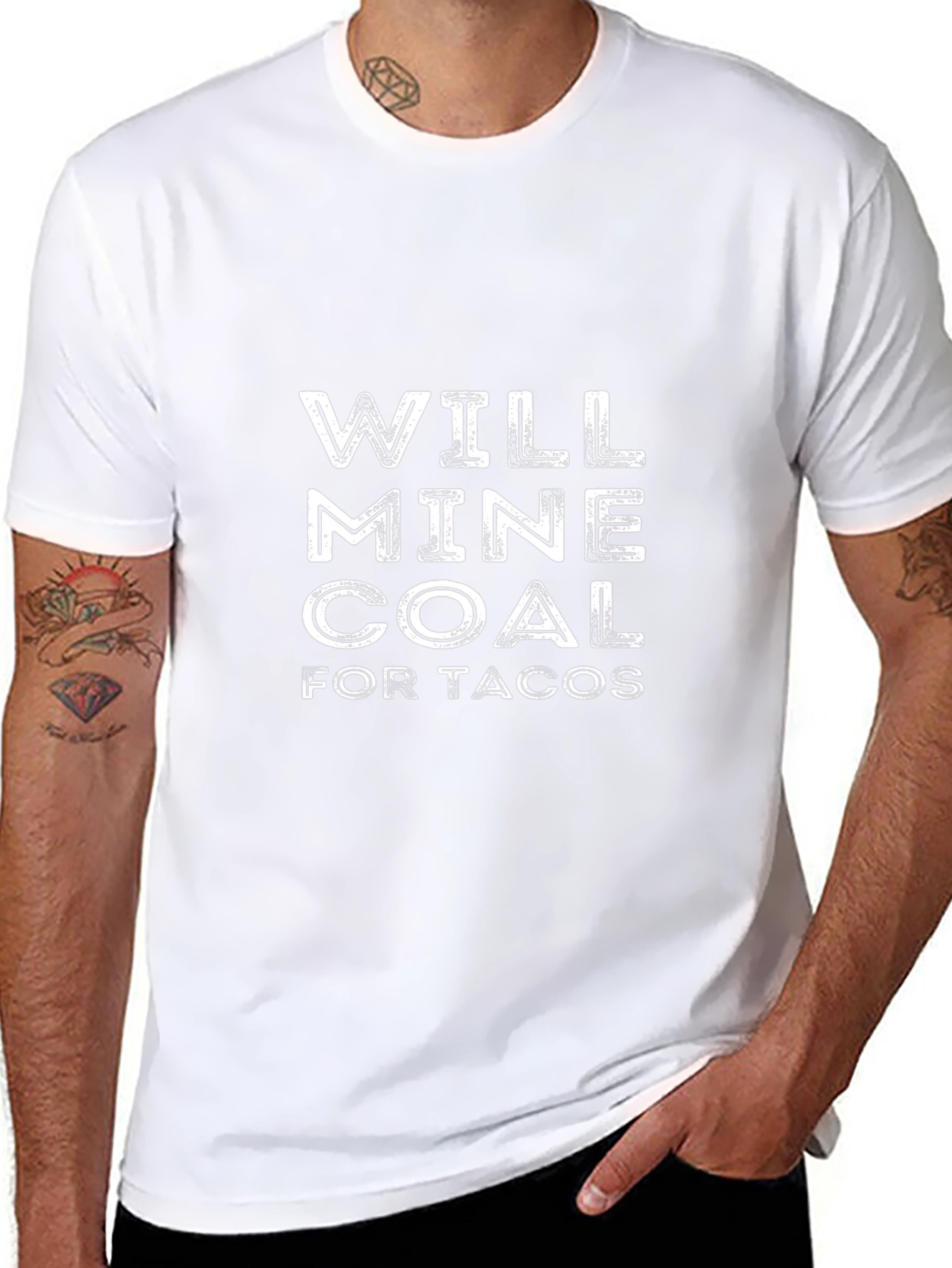 Will Mine Coal for Tacos Mens Black T-Shirt
