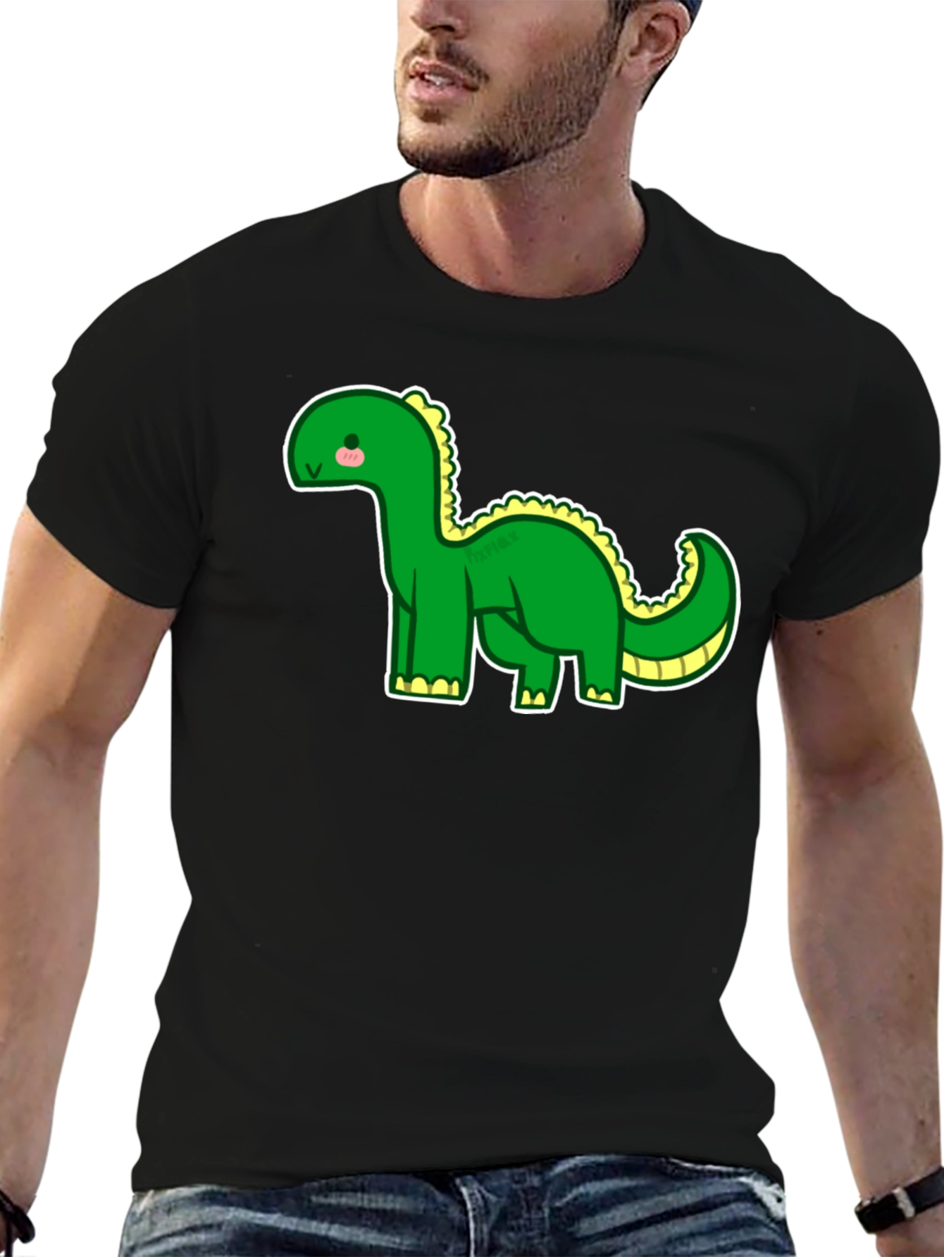 Cute Dinosaur Graphic Tee - Black T-Shirt