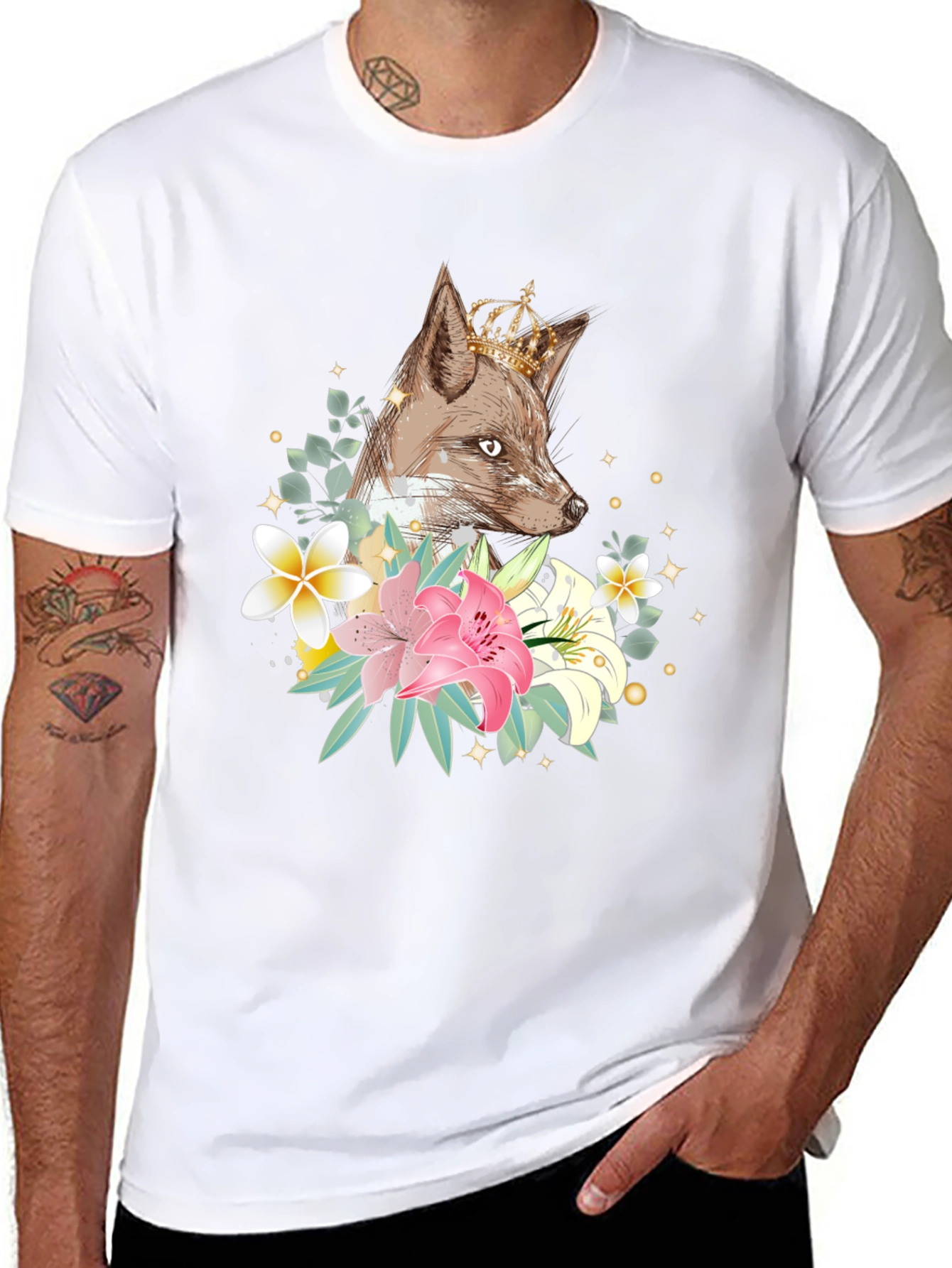 Fox with Crown Floral T-Shirt