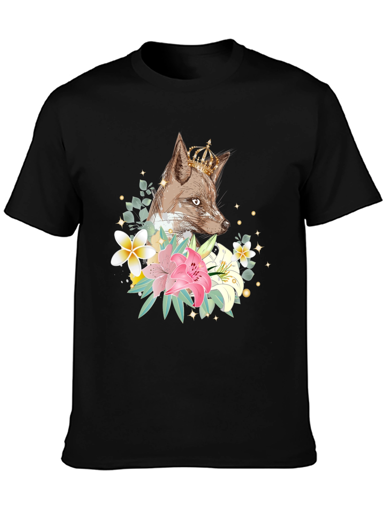 Fox with Crown Floral T-Shirt