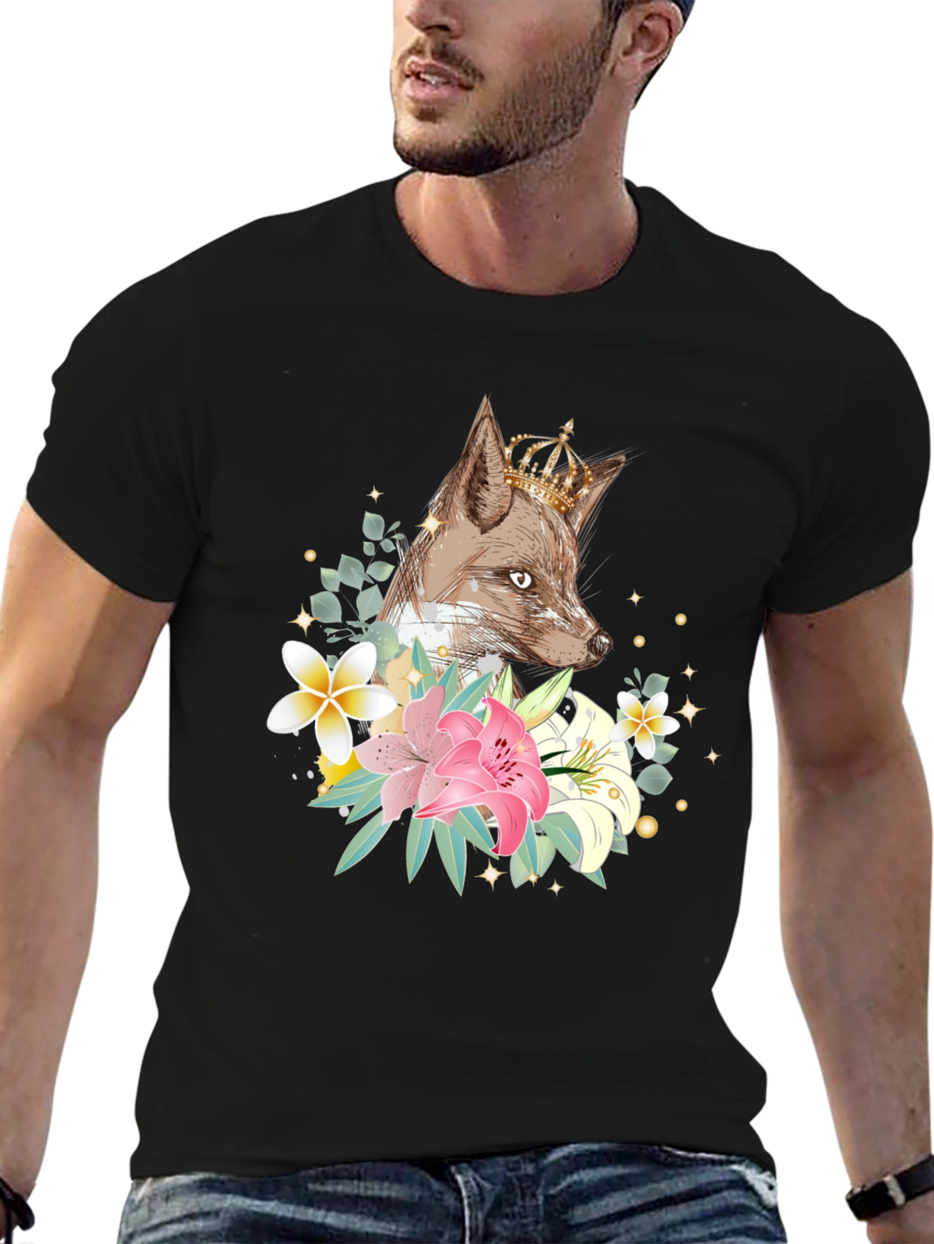 Fox with Crown Floral T-Shirt