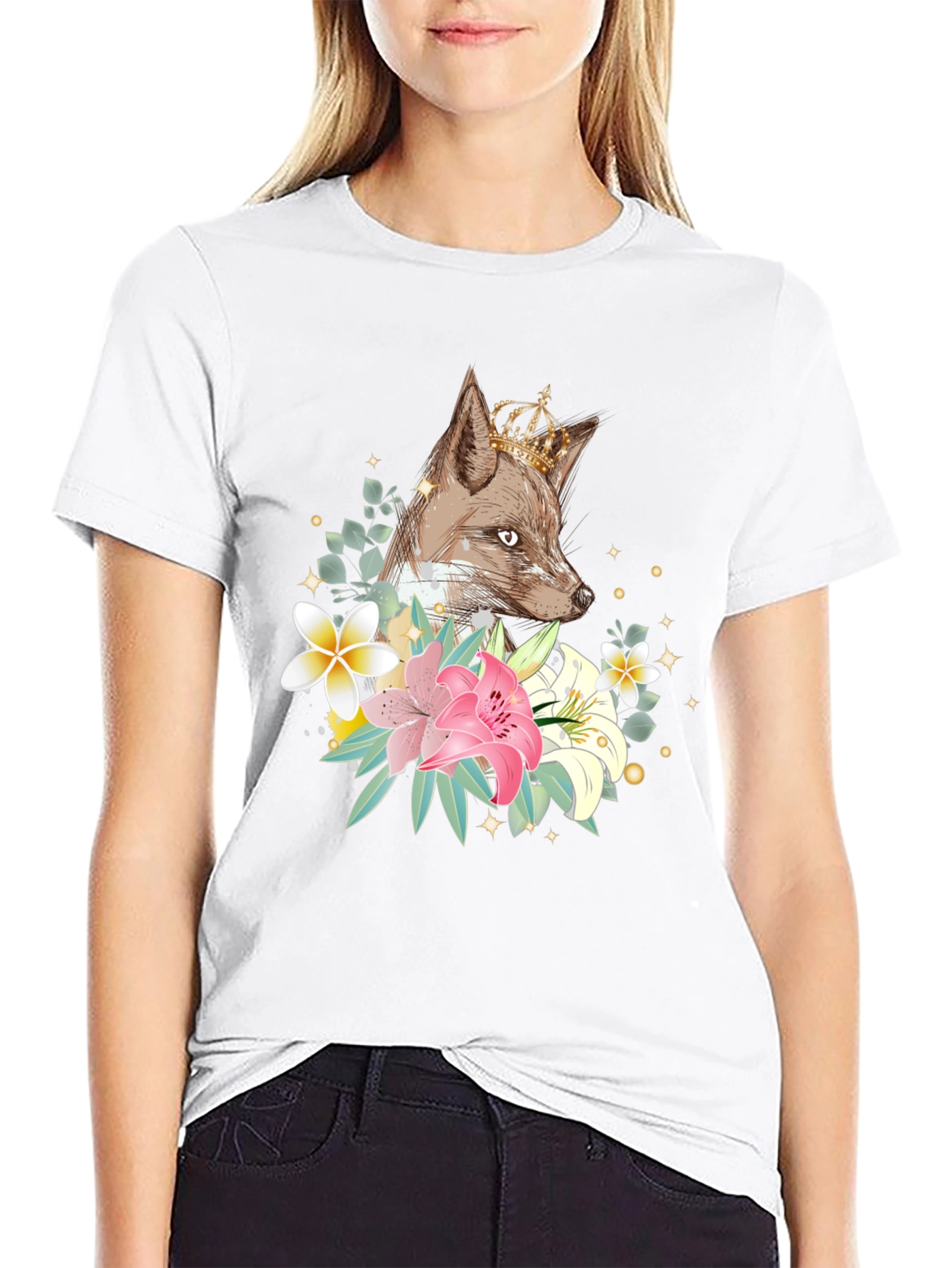 Fox with Crown Floral T-Shirt