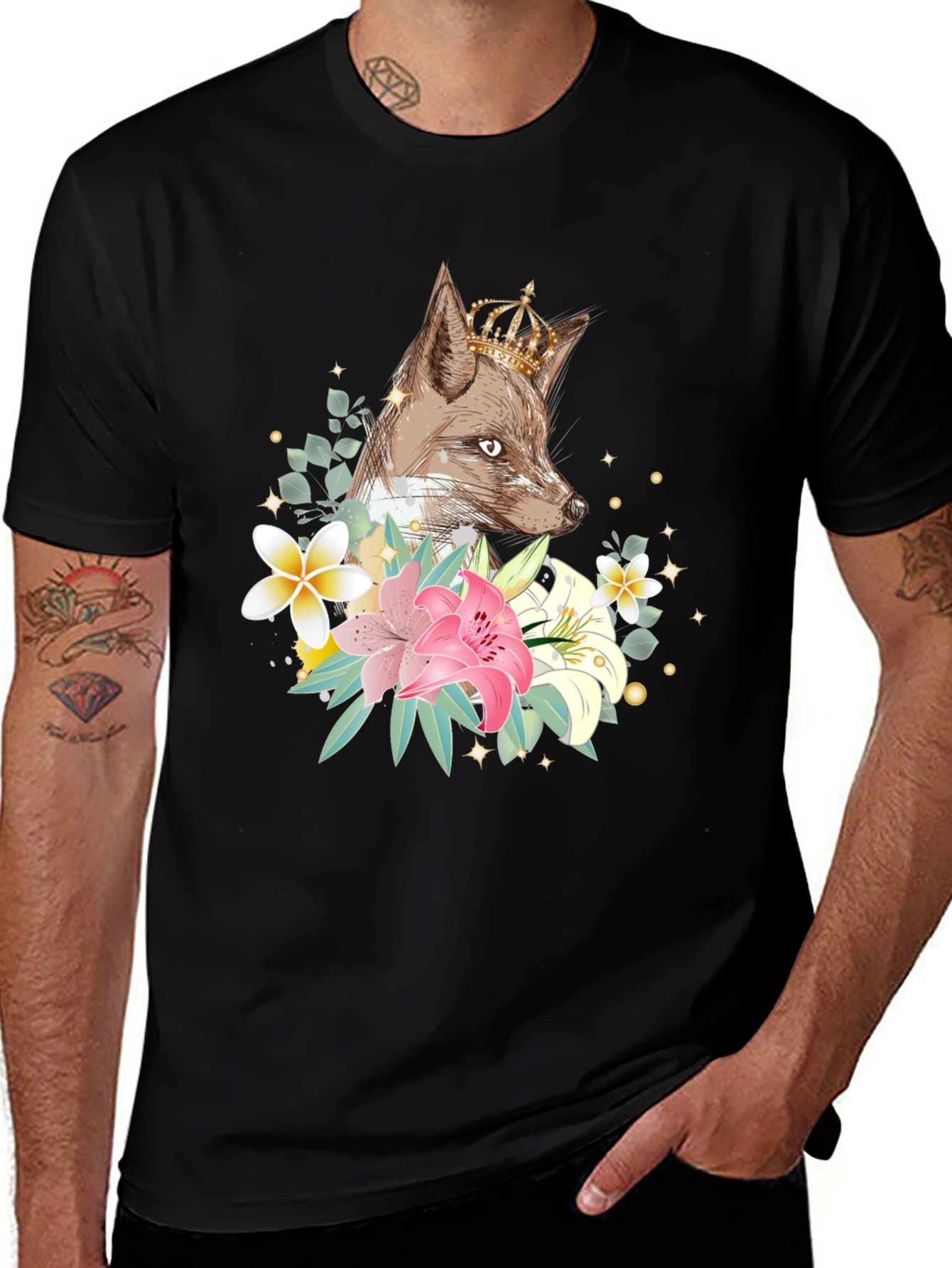 Fox with Crown Floral T-Shirt