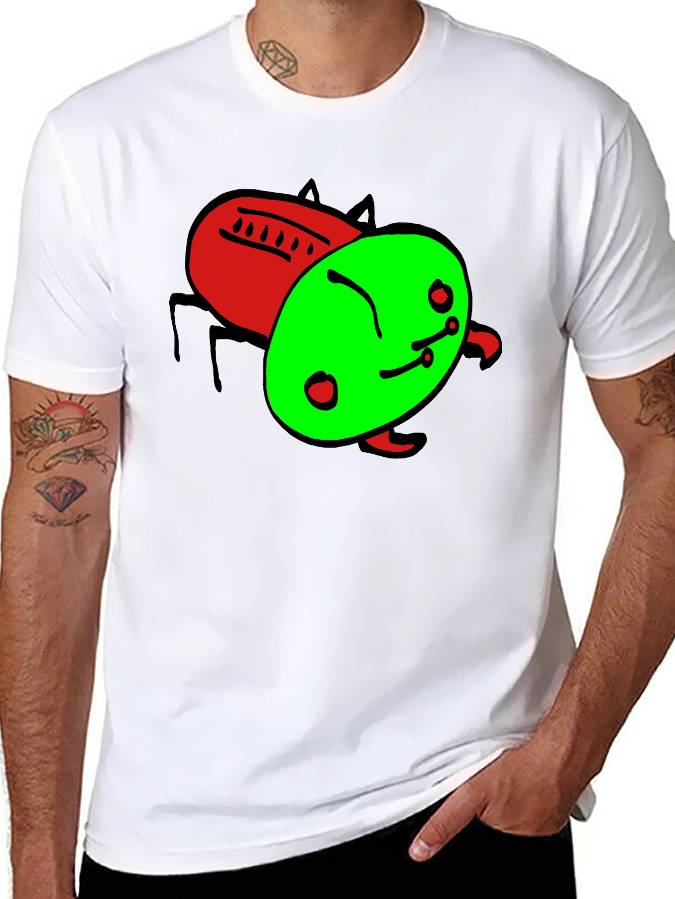 Abstract Bug Graphic Tee - Black