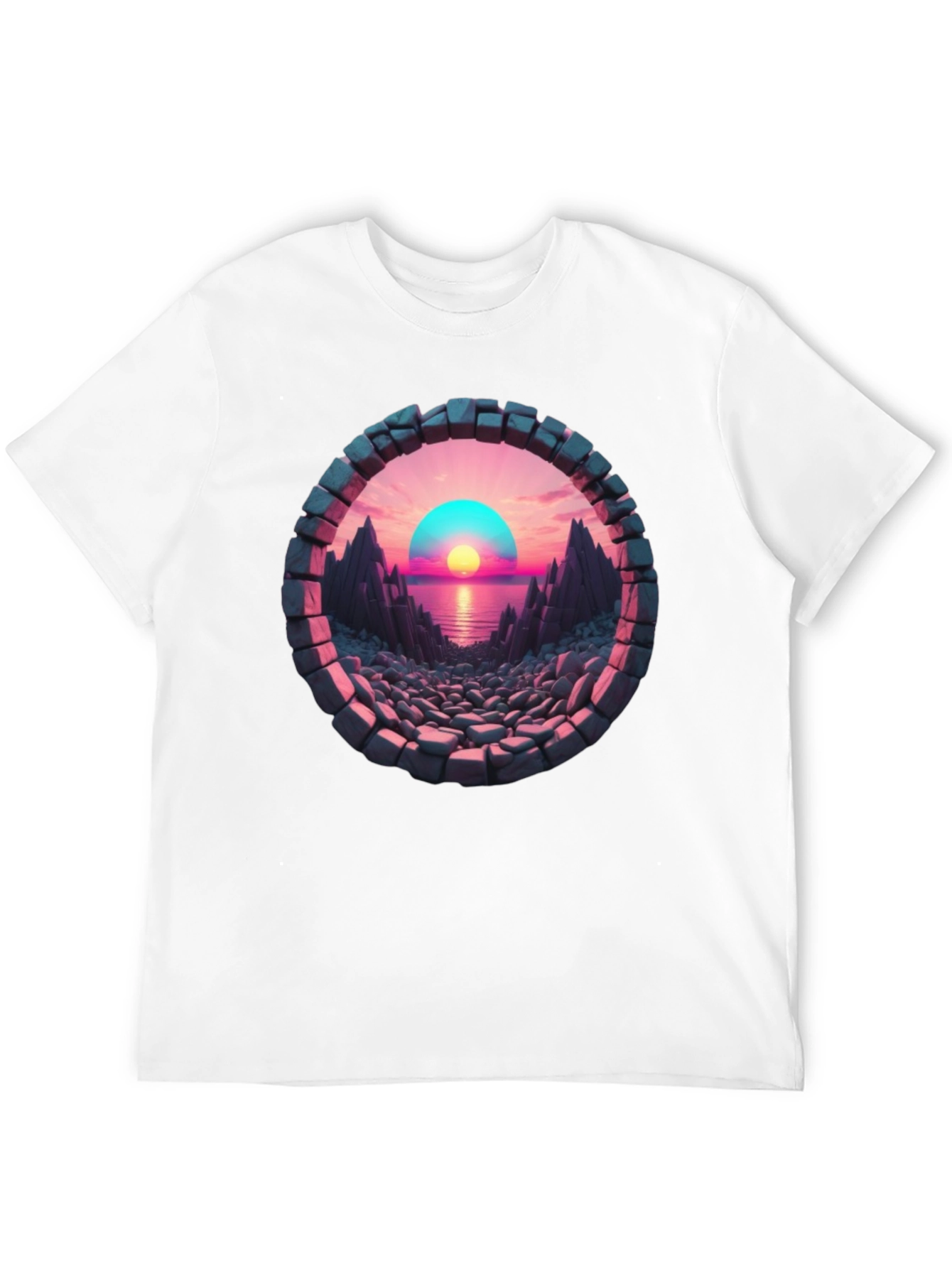 Sunset Portal Black T-Shirt - Unique Graphic Tee