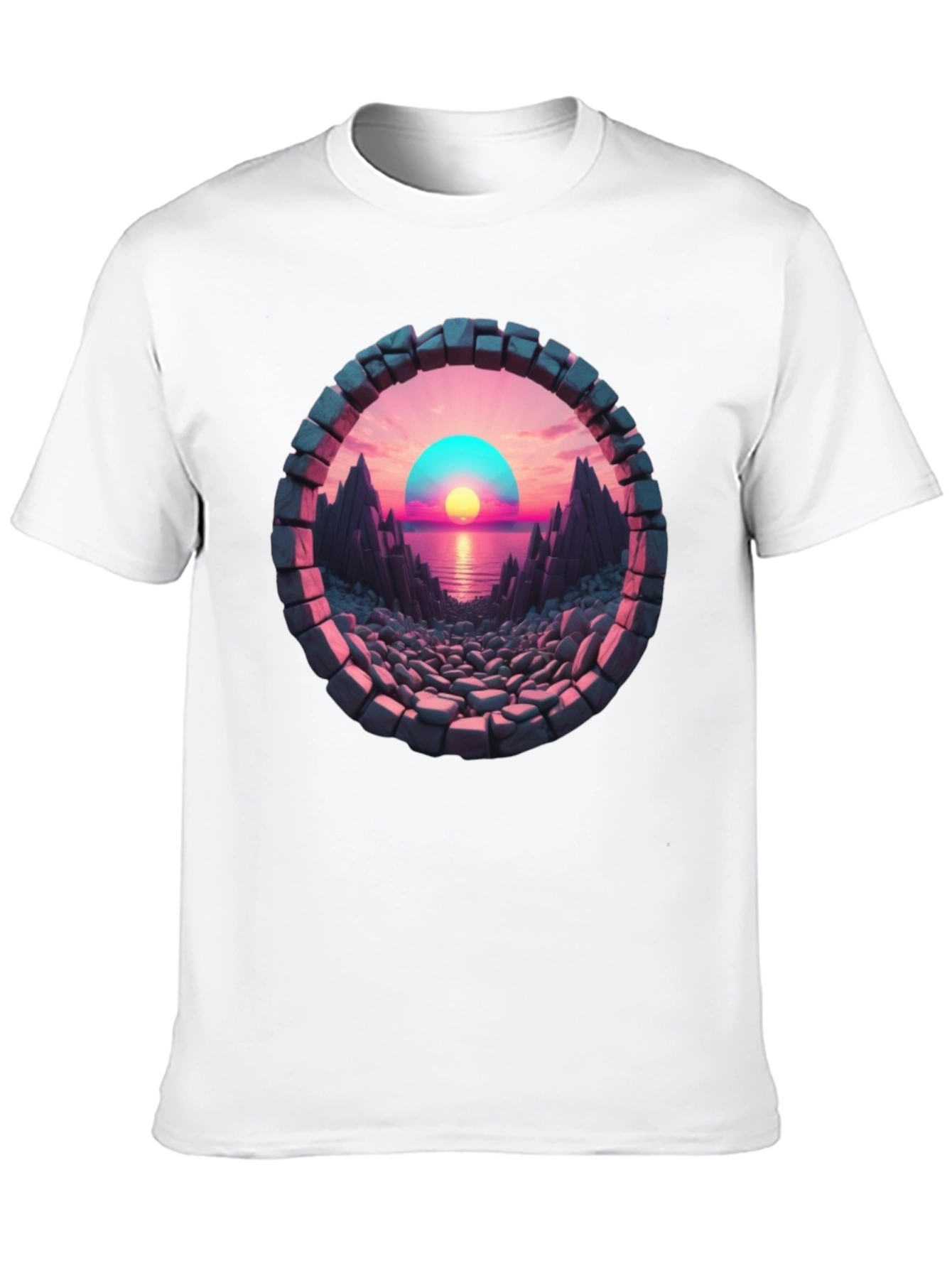 Sunset Portal Black T-Shirt - Unique Graphic Tee