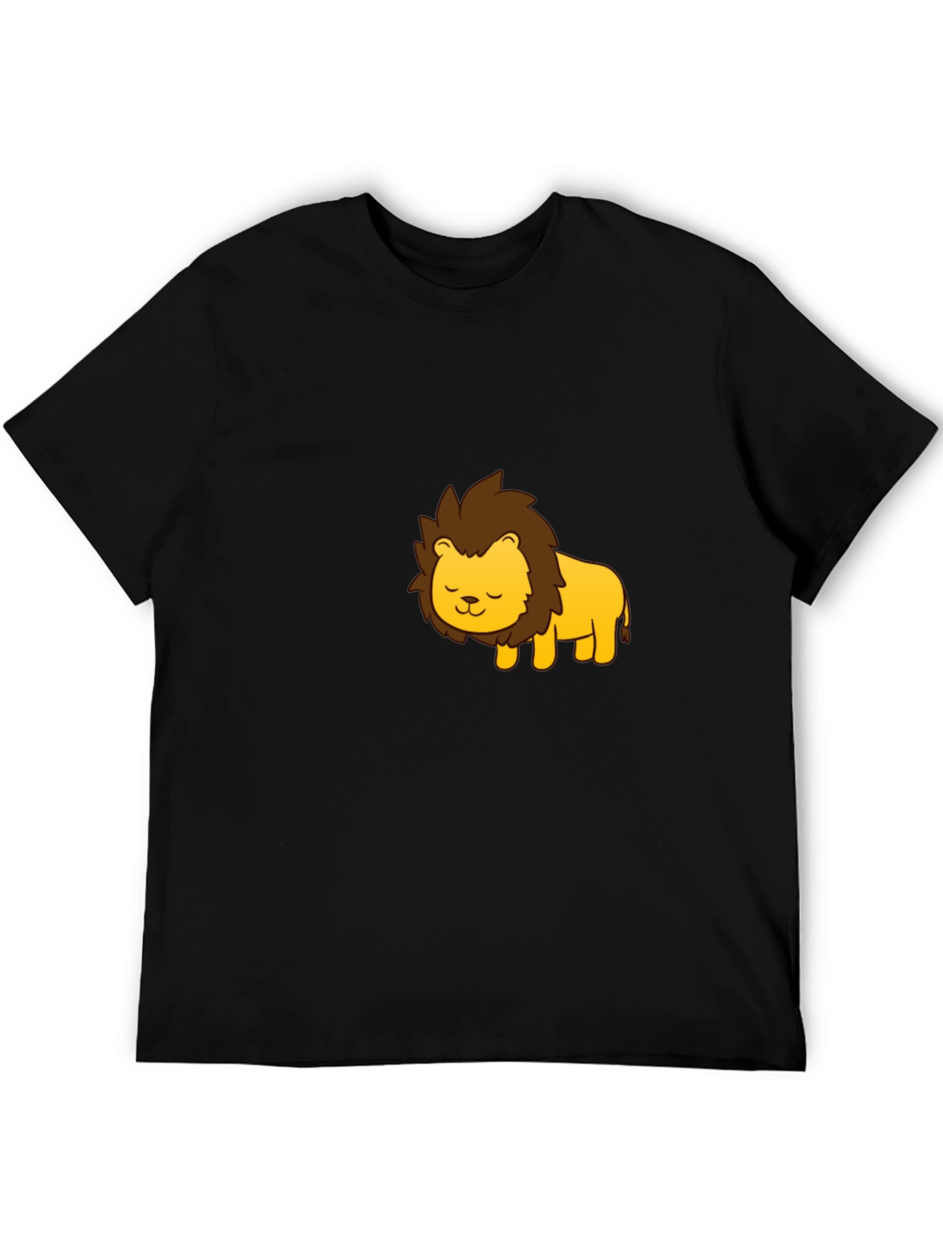 Cute Cartoon Lion Graphic Black T-Shirt
