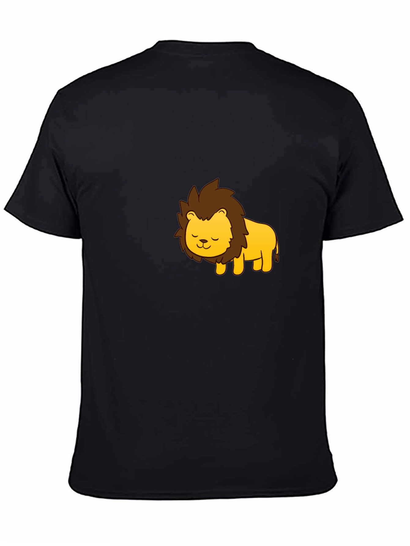 Cute Cartoon Lion Graphic Black T-Shirt