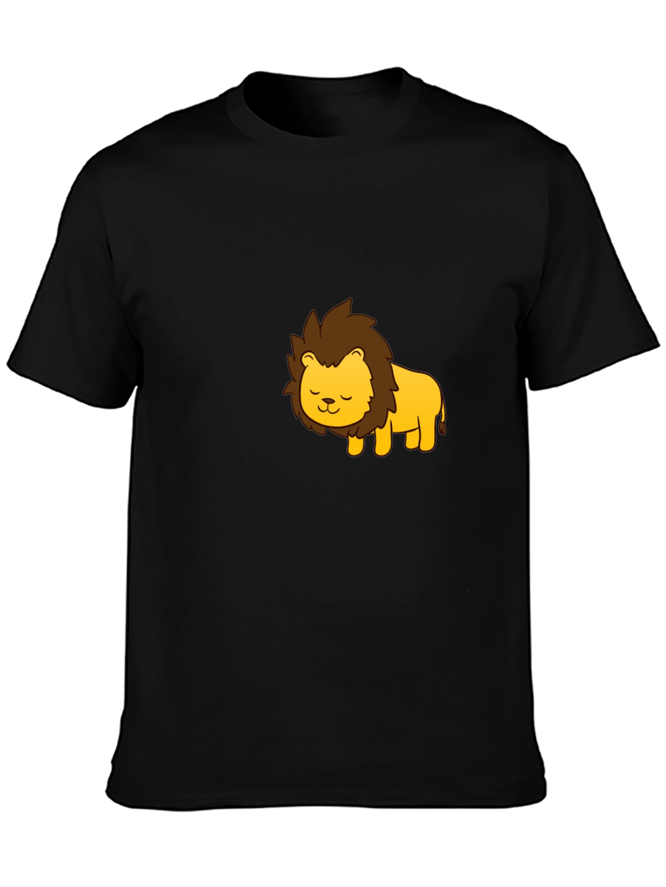 Cute Cartoon Lion Graphic Black T-Shirt