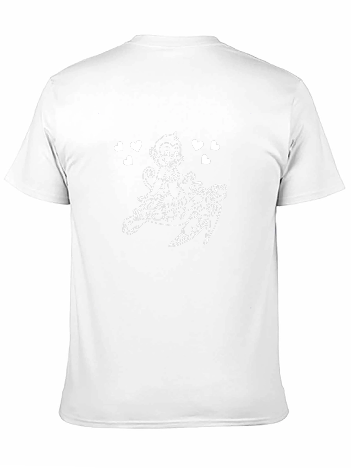 Monkey Riding Turtle Graphic Tee - Black Cotton T-Shirt