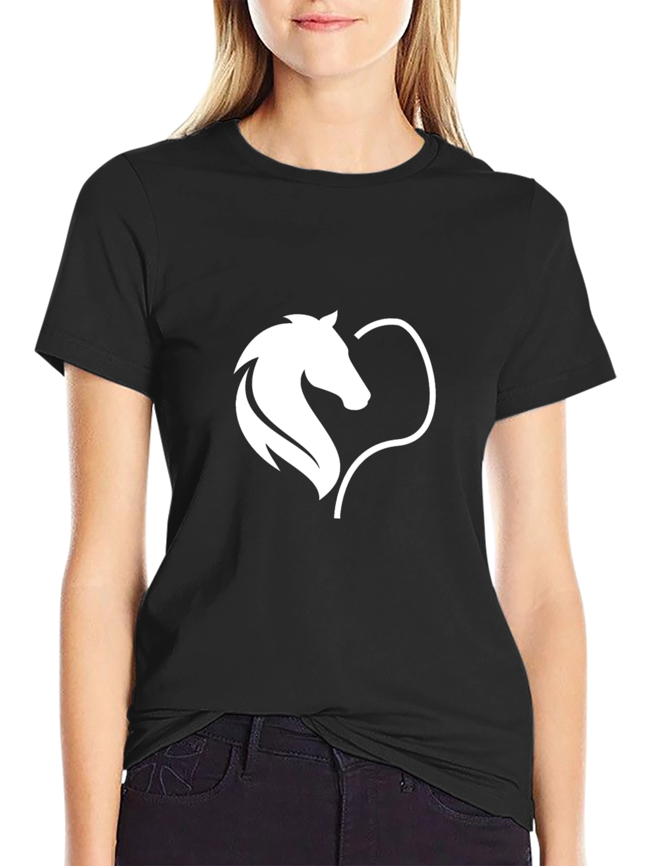 Horse Heart Graphic Tee - Stylish Black T-Shirt