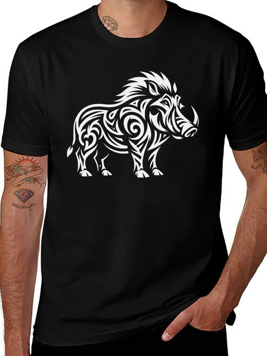 Tribal Boar Graphic Tee - Black T-Shirt