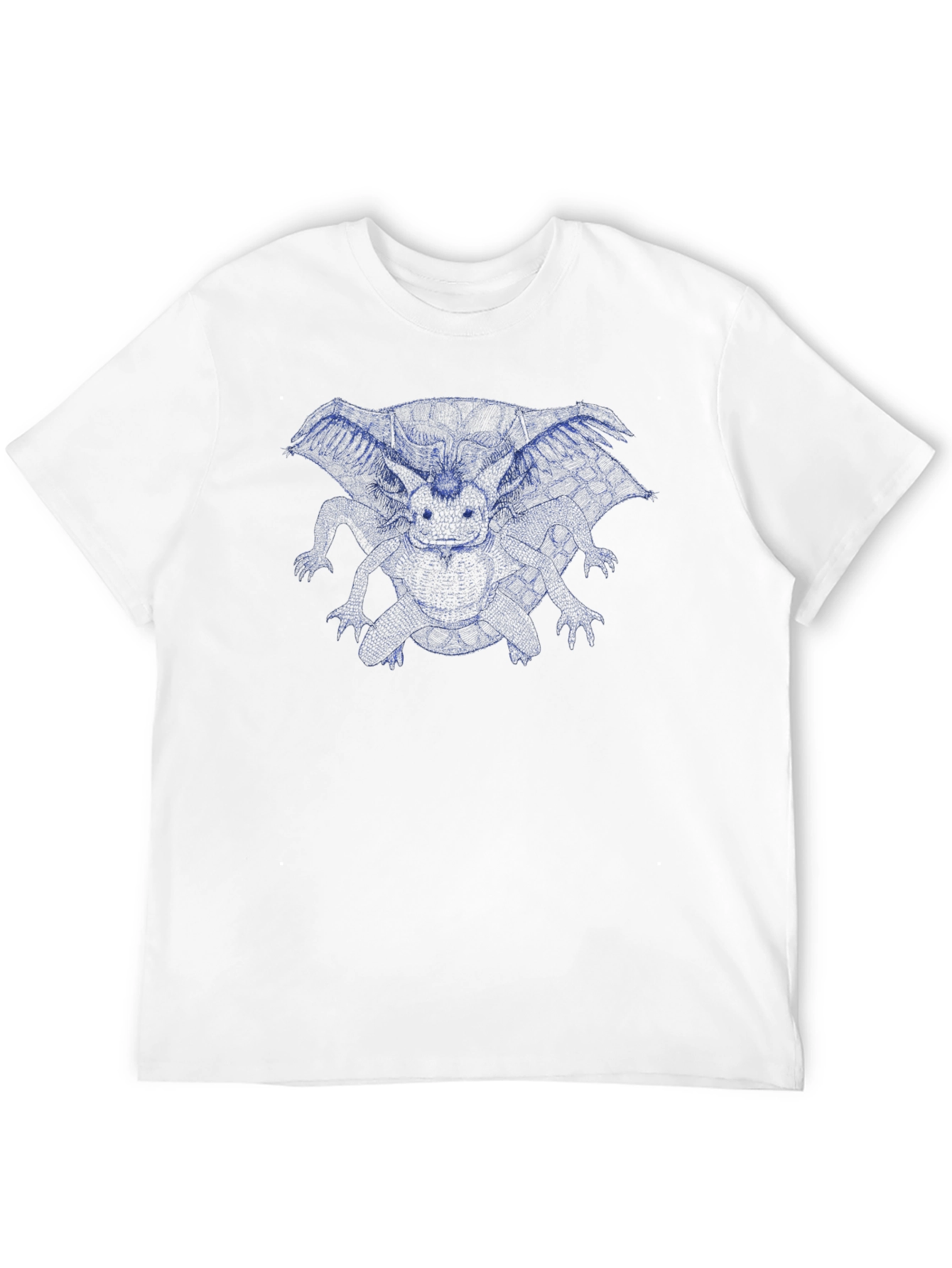 Blue Dragon Graphic Print Black T-Shirt