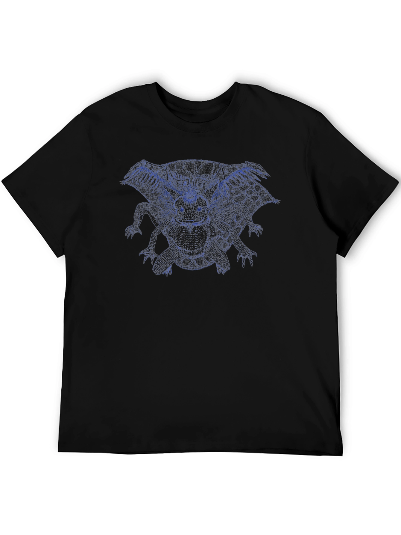 Blue Dragon Graphic Print Black T-Shirt