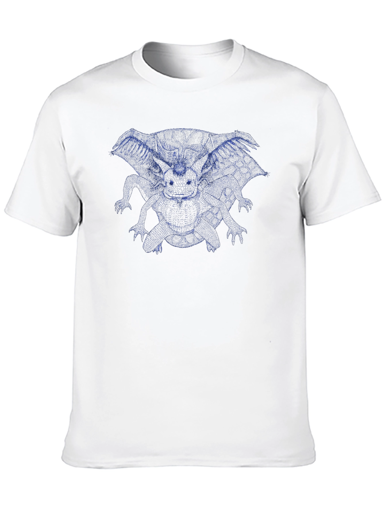 Blue Dragon Graphic Print Black T-Shirt