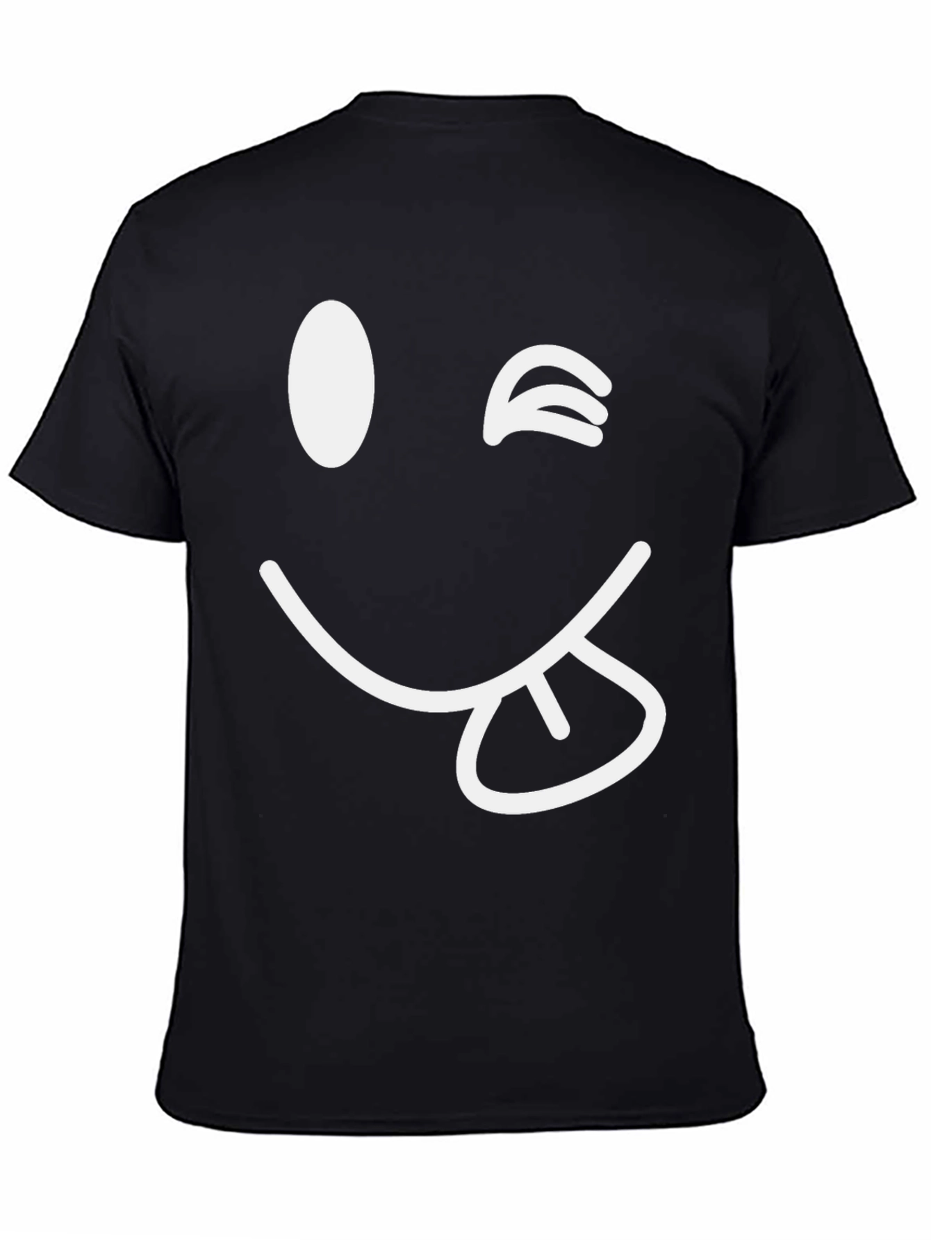 Winking Emoji Graphic Tee - Black Cotton Blend