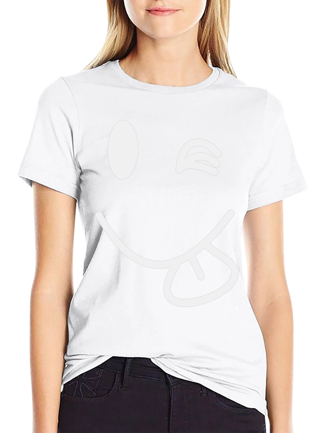 Winking Emoji Graphic Tee - Black Cotton Blend