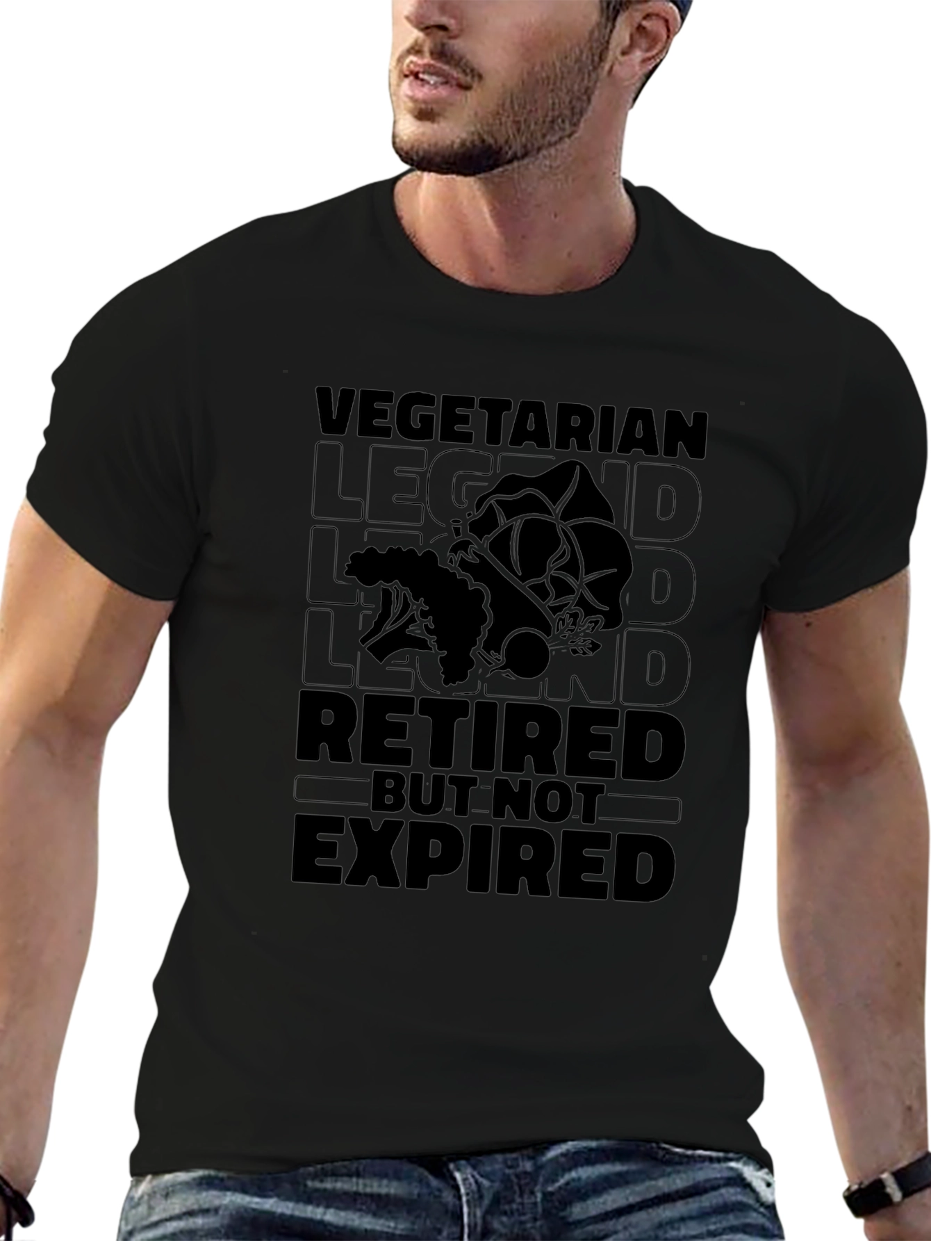 Vegetarian Legend Retired Black Graphic Tee