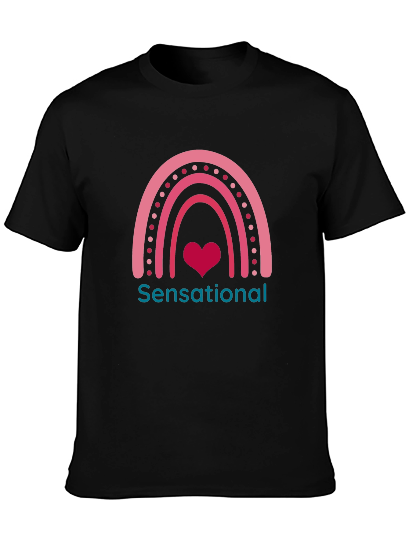 Sensational Heart Rainbow Graphic Tee - Black