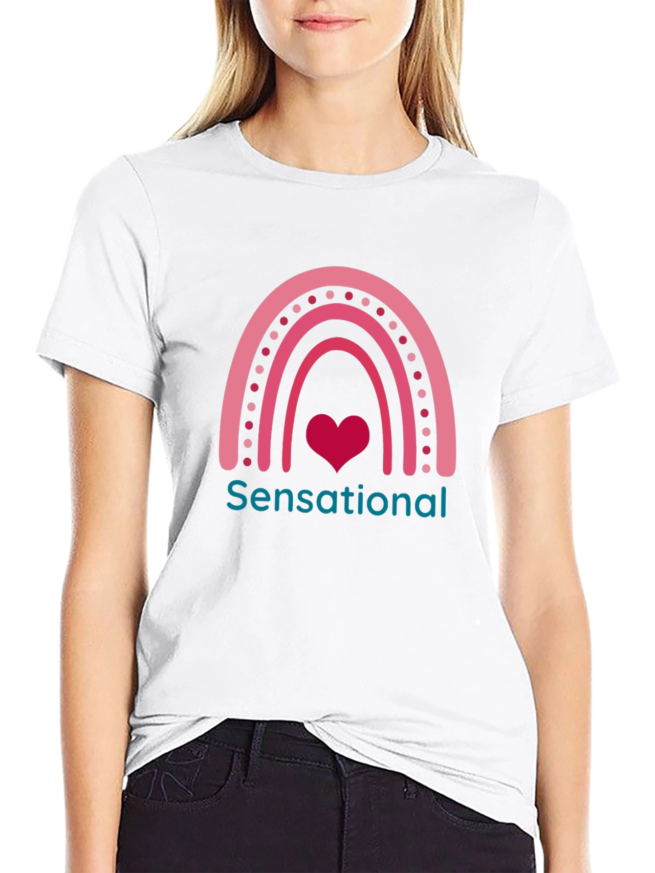 Sensational Heart Rainbow Graphic Tee - Black