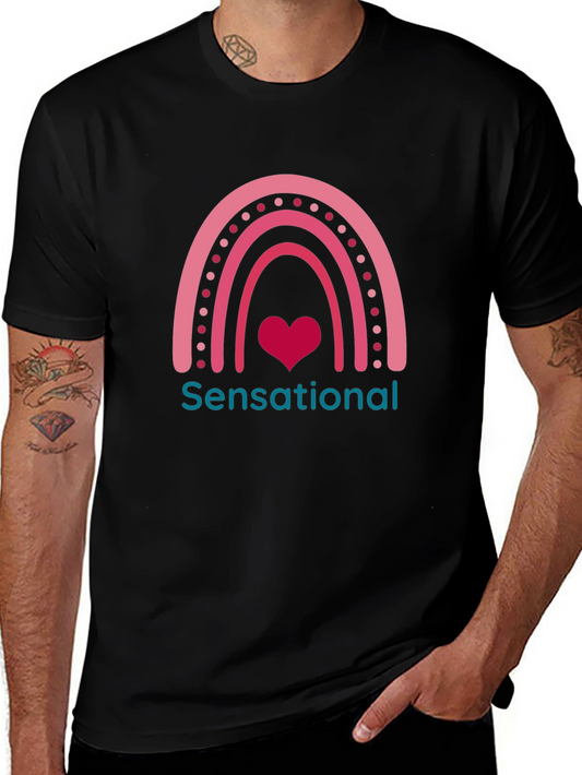 Sensational Heart Rainbow Graphic Tee - Black