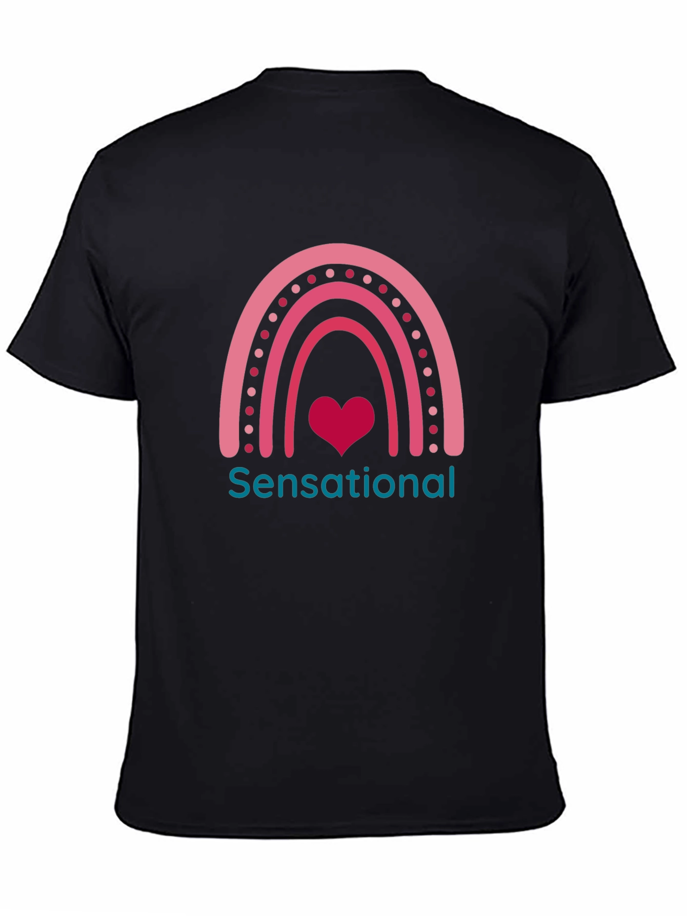 Sensational Heart Rainbow Graphic Tee - Black