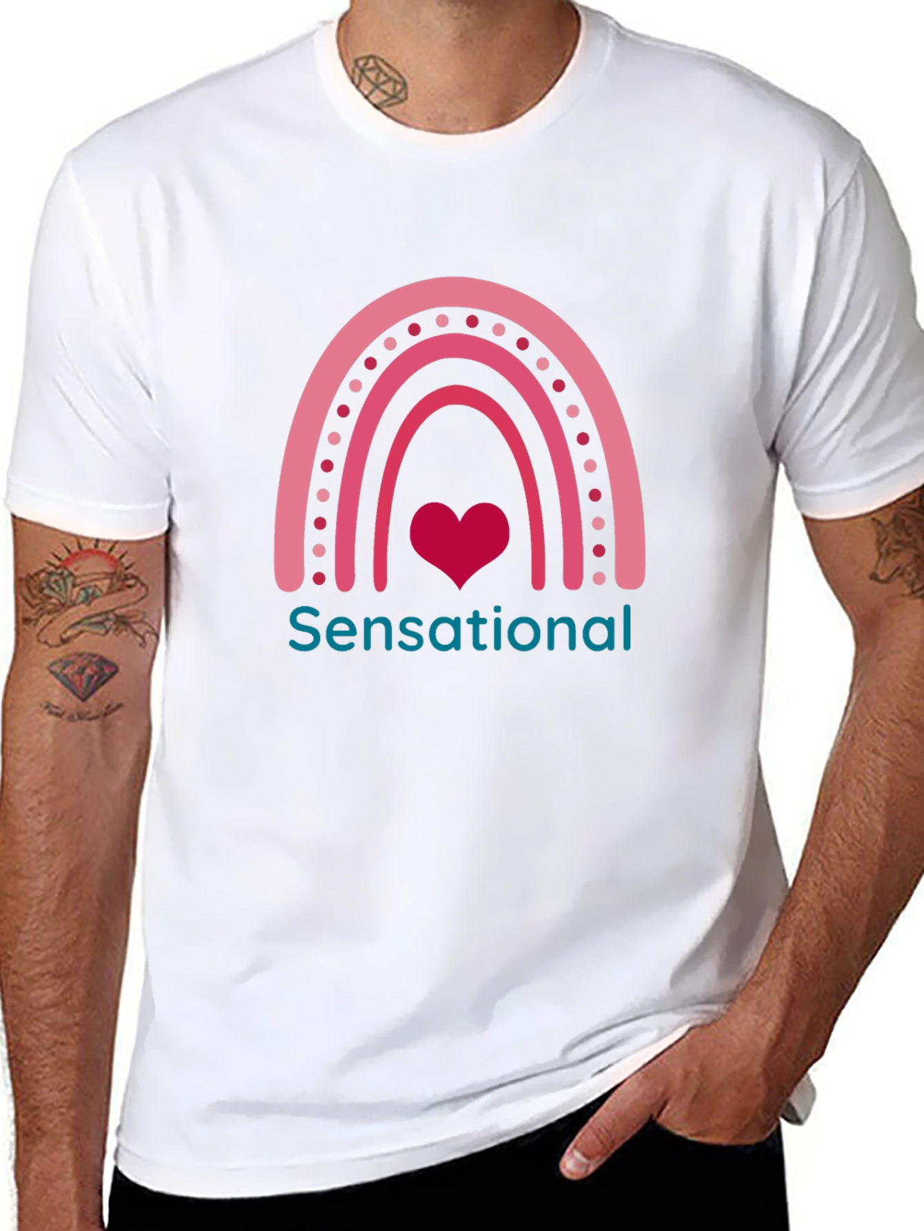Sensational Heart Rainbow Graphic Tee - Black