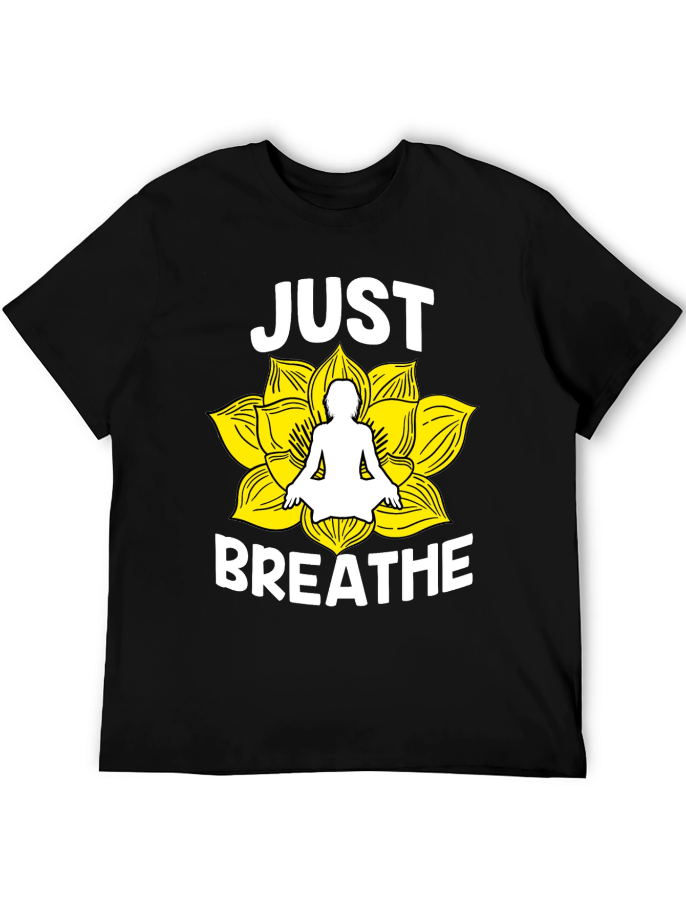Just Breathe Yoga Lotus Flower Graphic T-Shirt