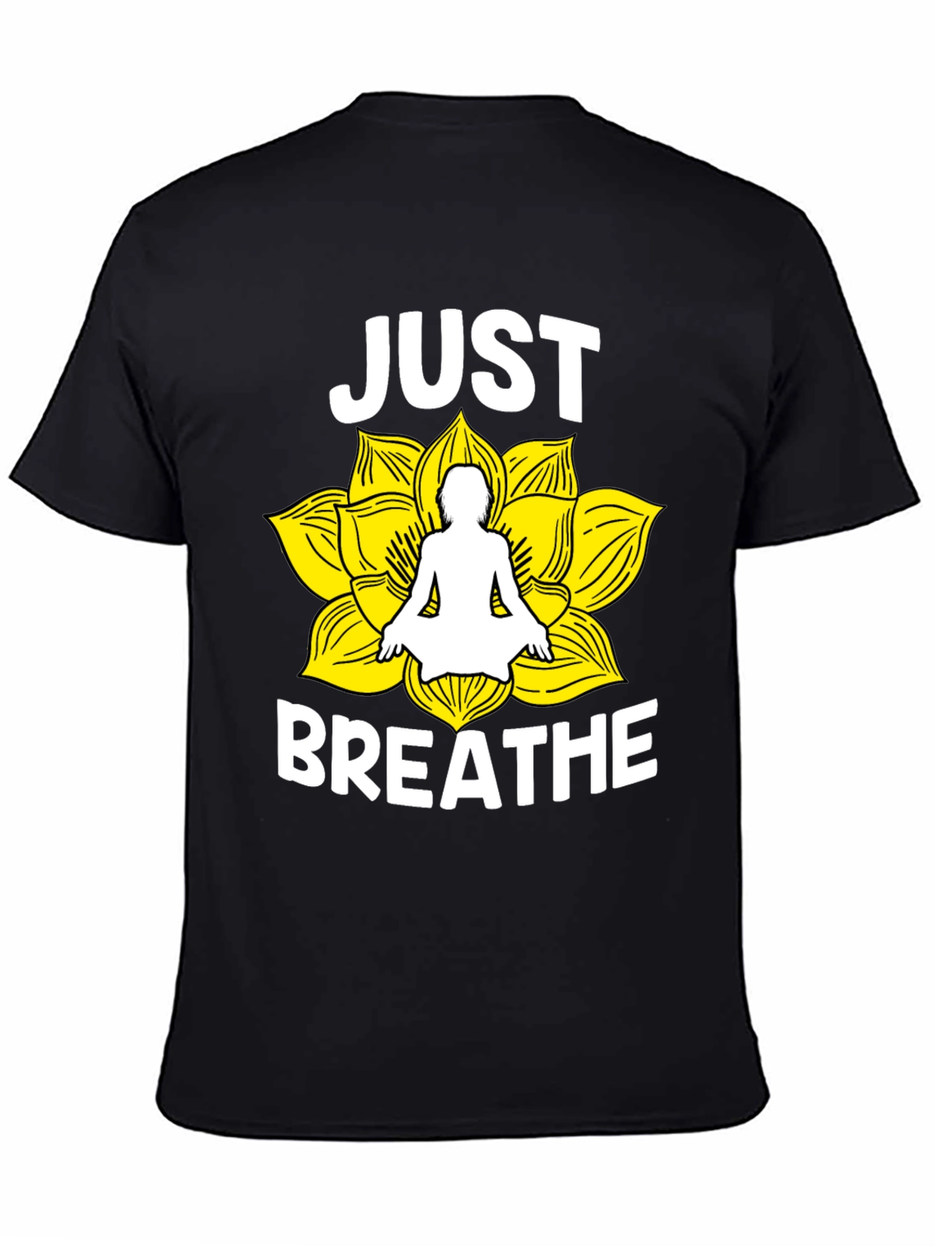 Just Breathe Yoga Lotus Flower Graphic T-Shirt