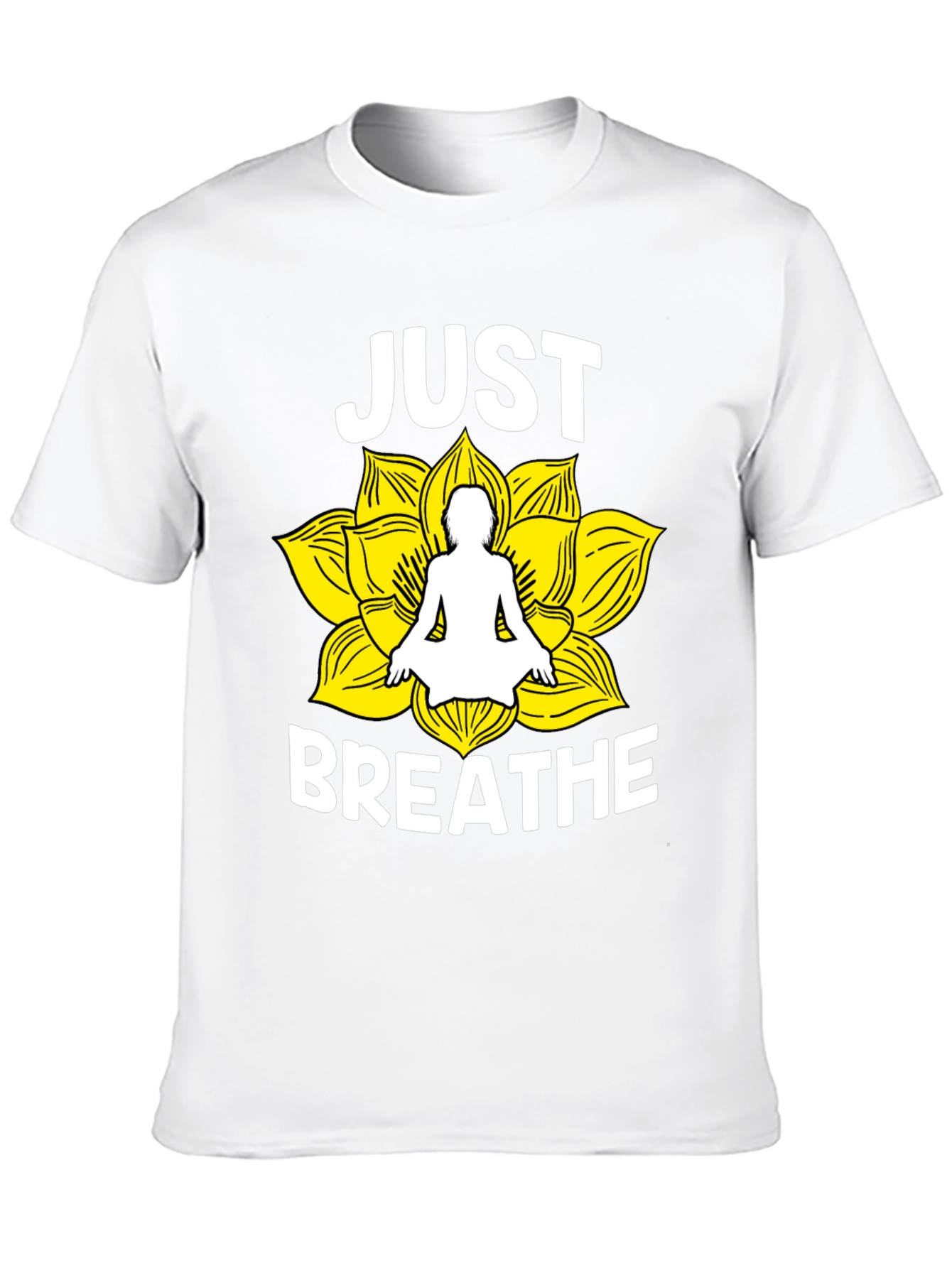 Just Breathe Yoga Lotus Flower Graphic T-Shirt