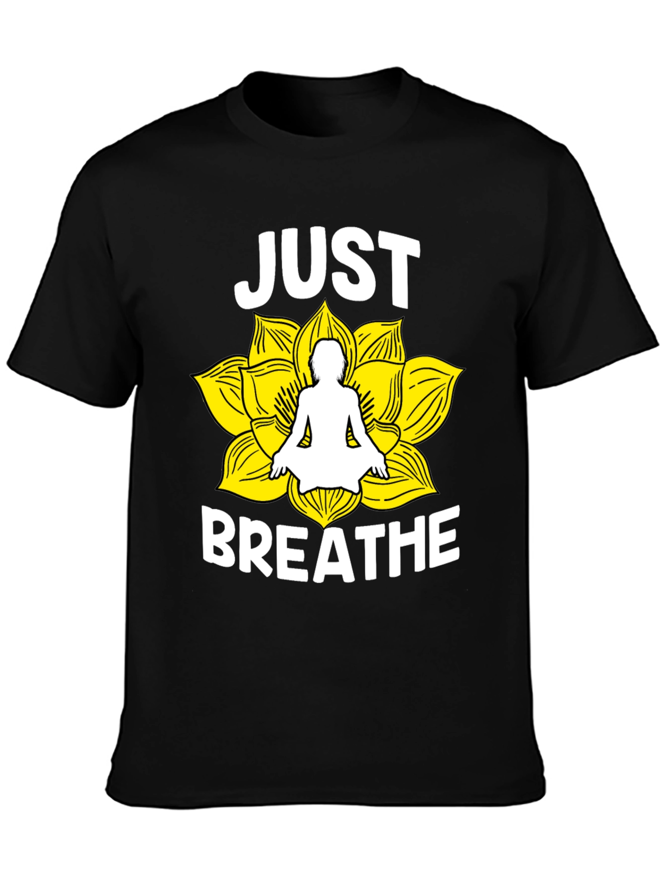 Just Breathe Yoga Lotus Flower Graphic T-Shirt