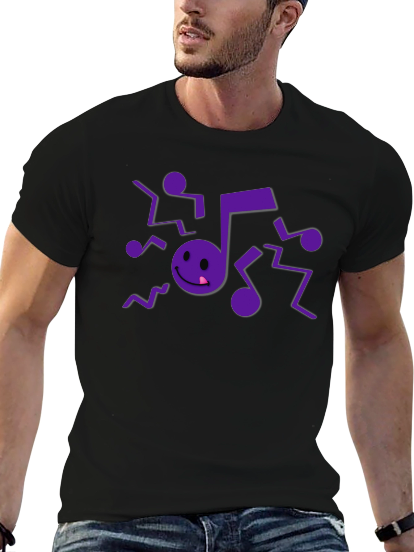 Musical Note Graphic Black T-Shirt