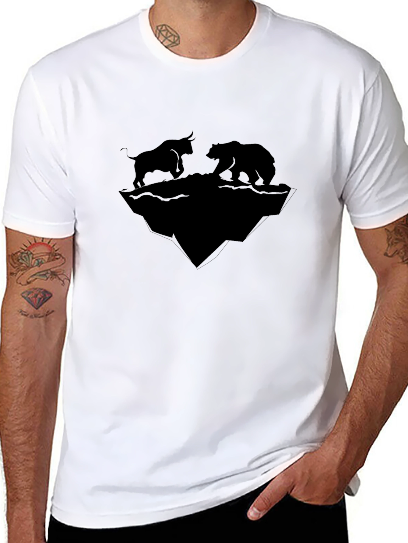 Bull vs Bear Market Black Graphic Tee
