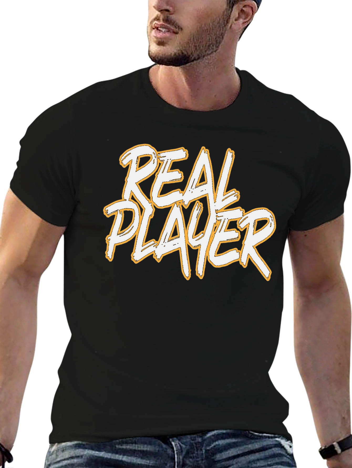 Real Player Graphic Print Black T-Shirt