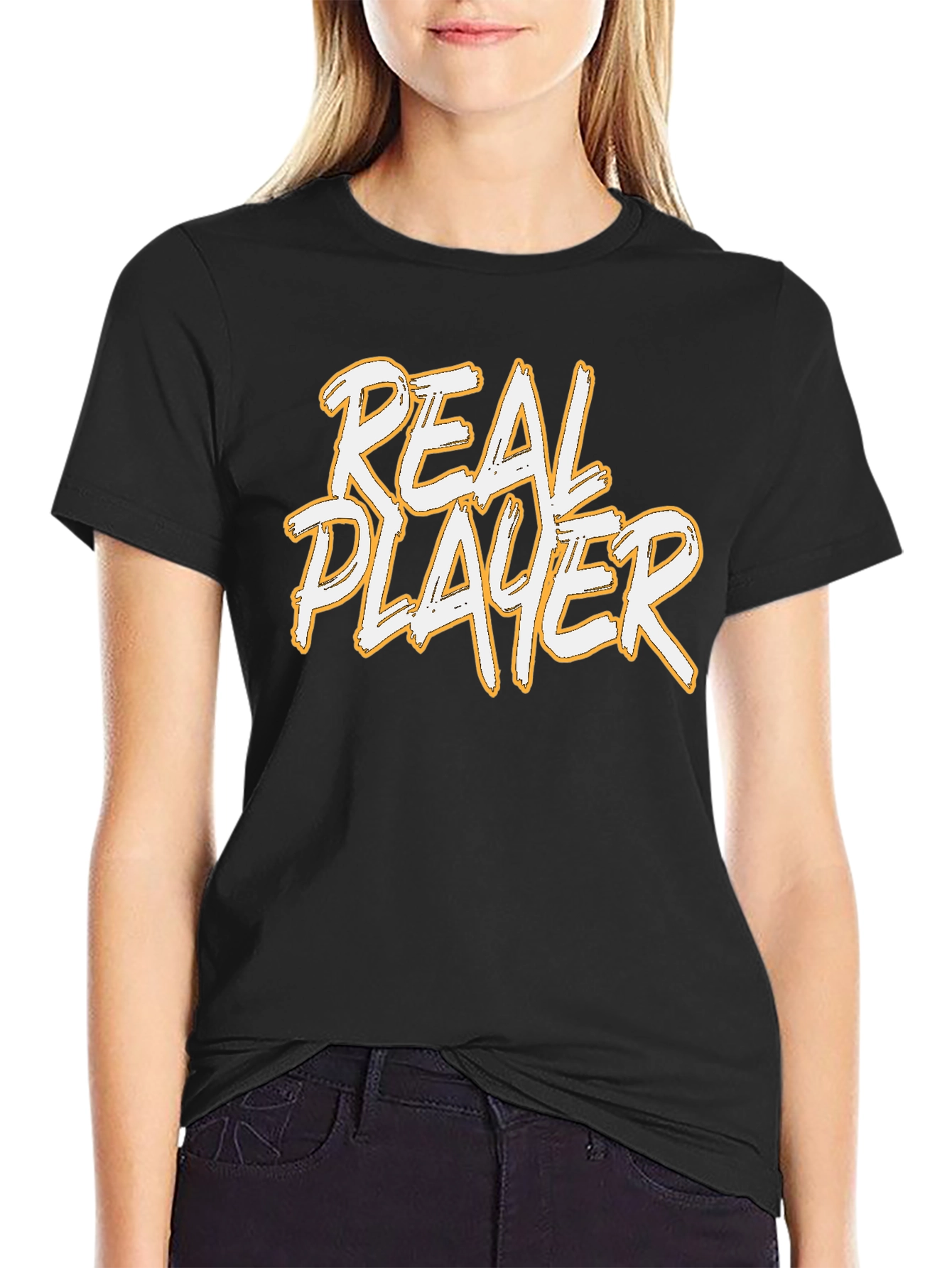 Real Player Graphic Print Black T-Shirt