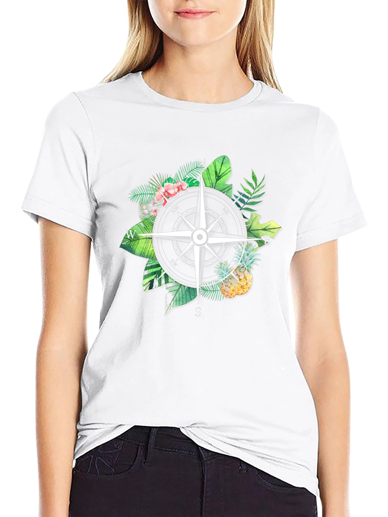 Tropical Compass Black T-Shirt