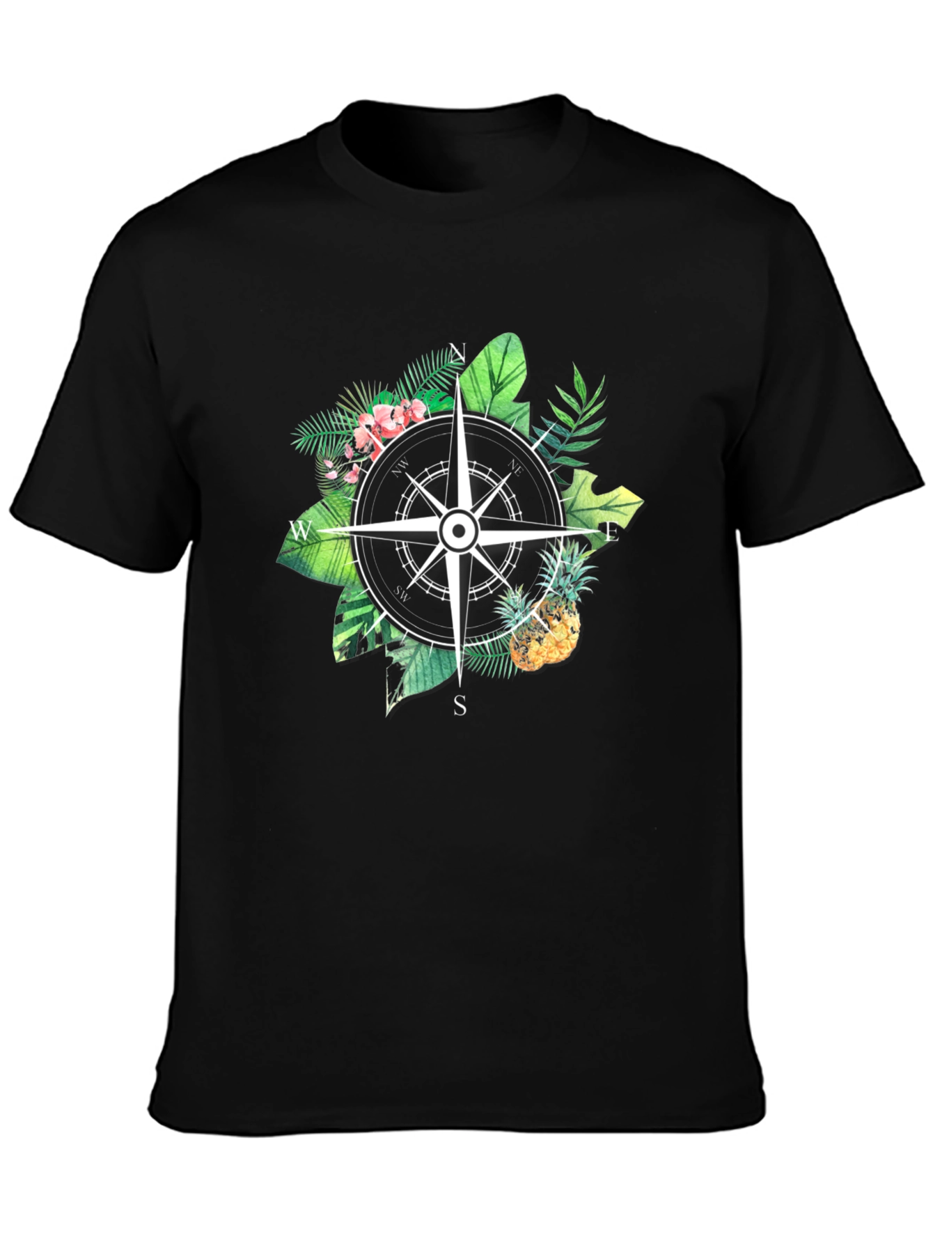 Tropical Compass Black T-Shirt