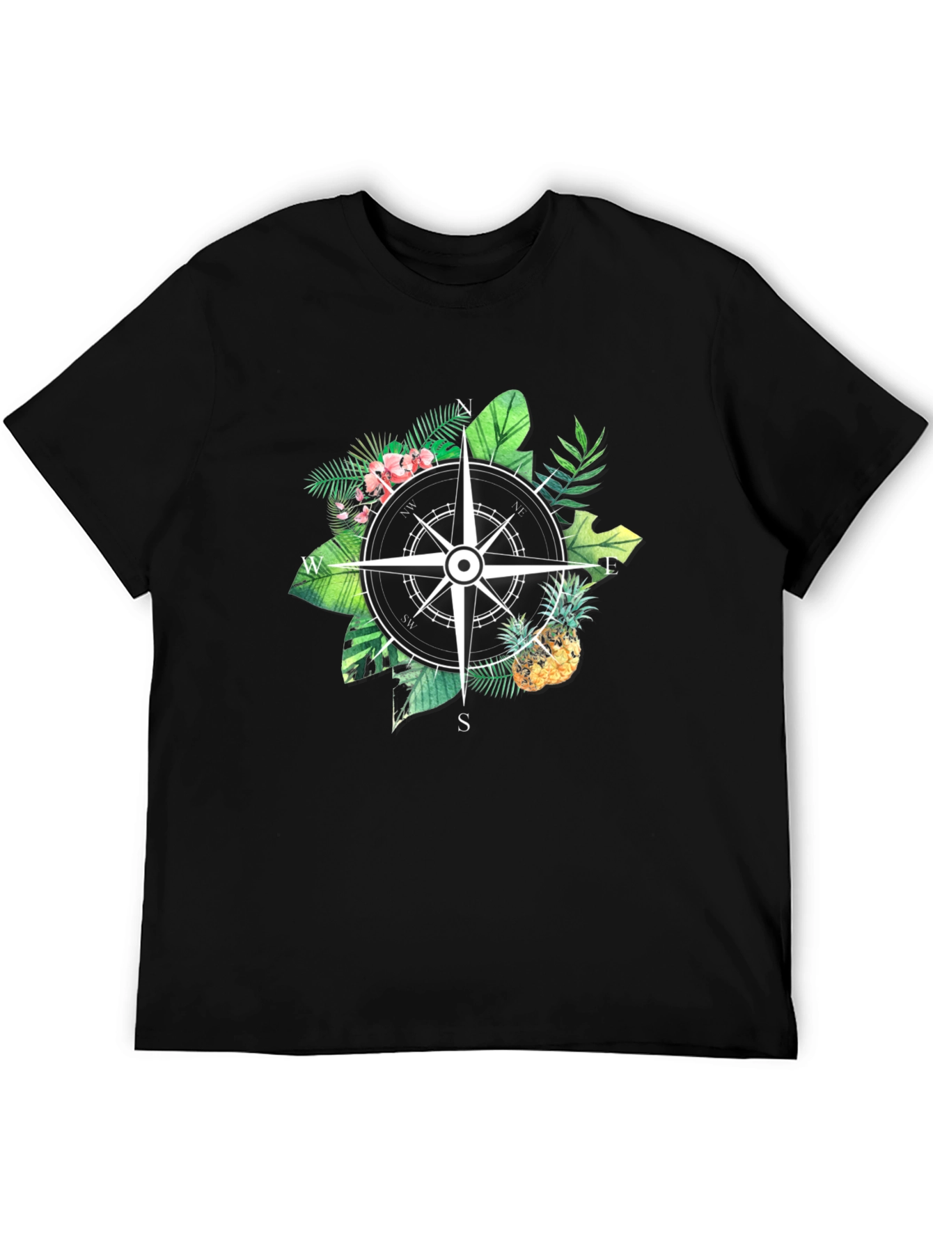 Tropical Compass Black T-Shirt