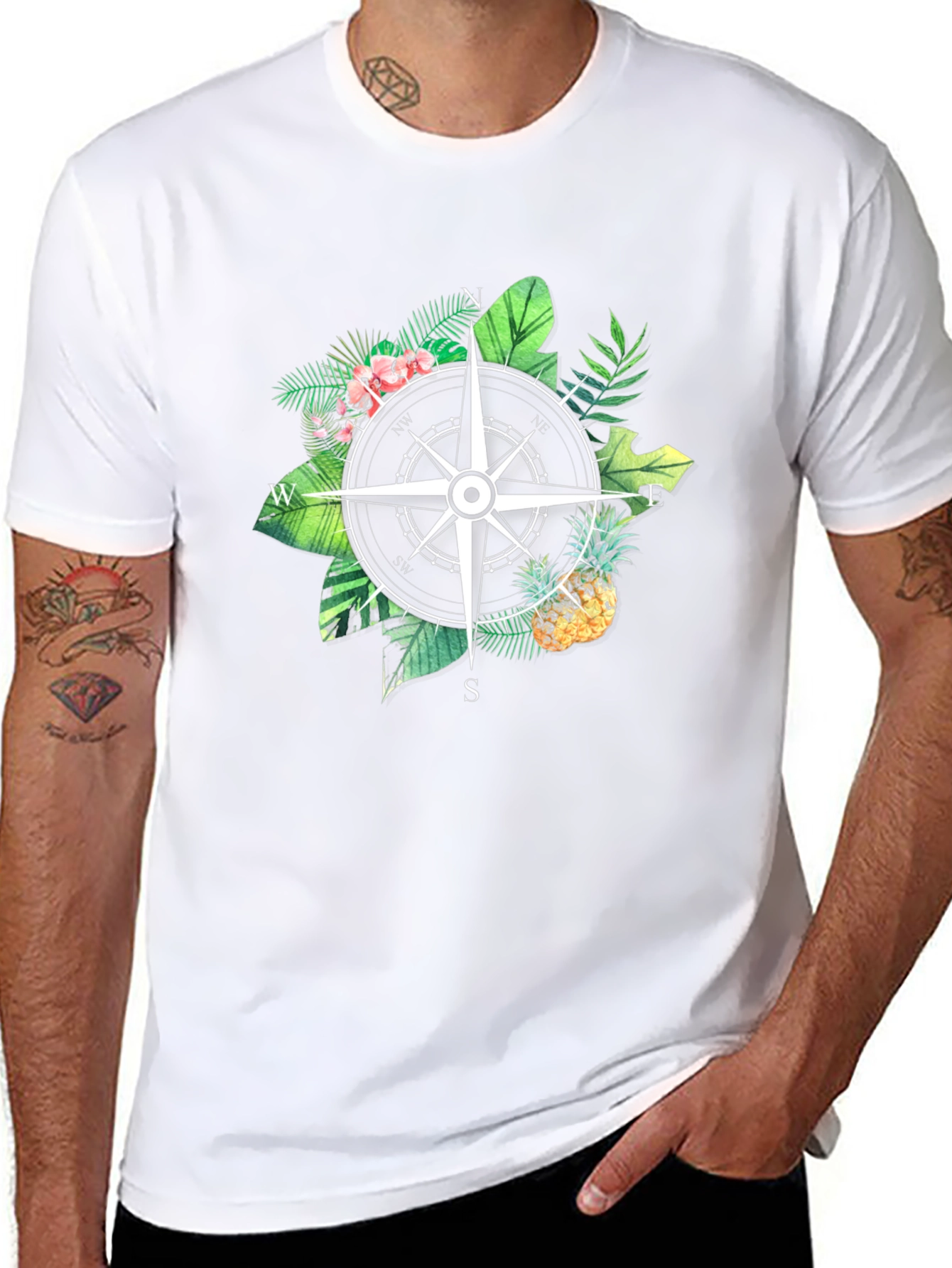 Tropical Compass Black T-Shirt