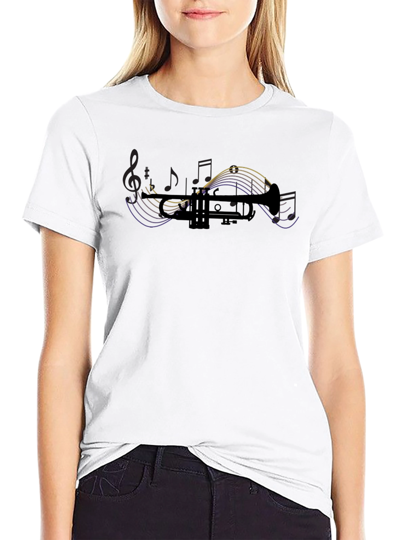 Musical Trumpet Graphic Tee - Black
