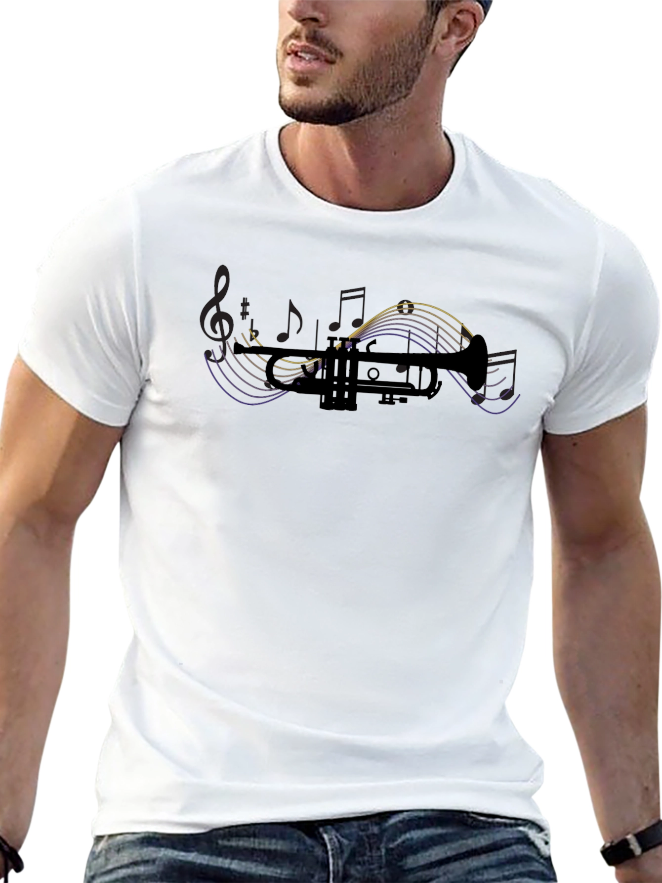 Musical Trumpet Graphic Tee - Black