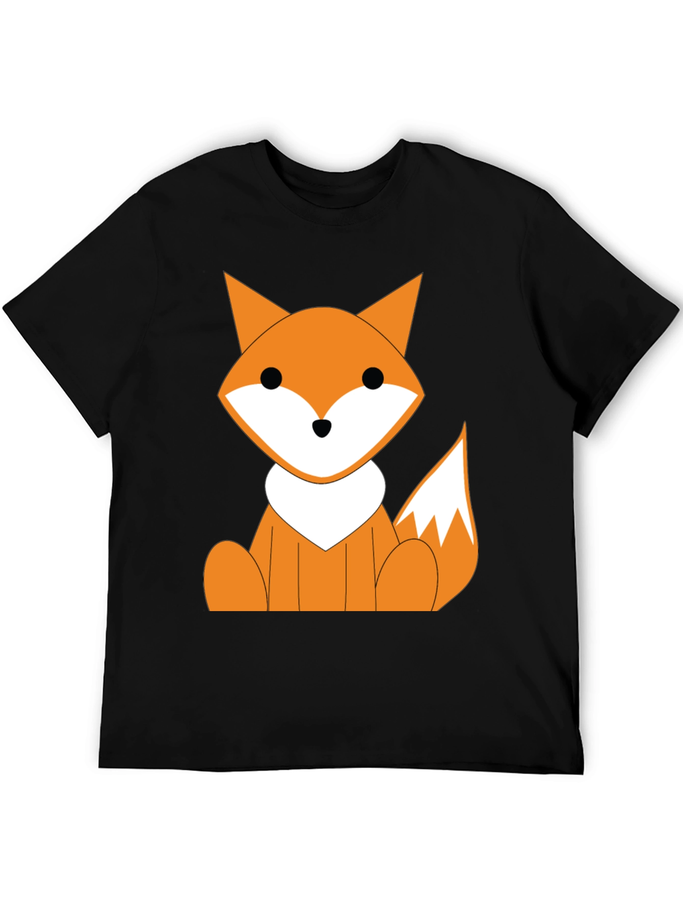 Cute Cartoon Fox Graphic T-Shirt - Black