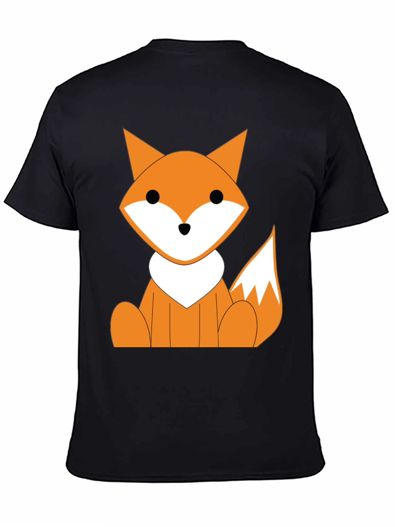 Cute Cartoon Fox Graphic T-Shirt - Black